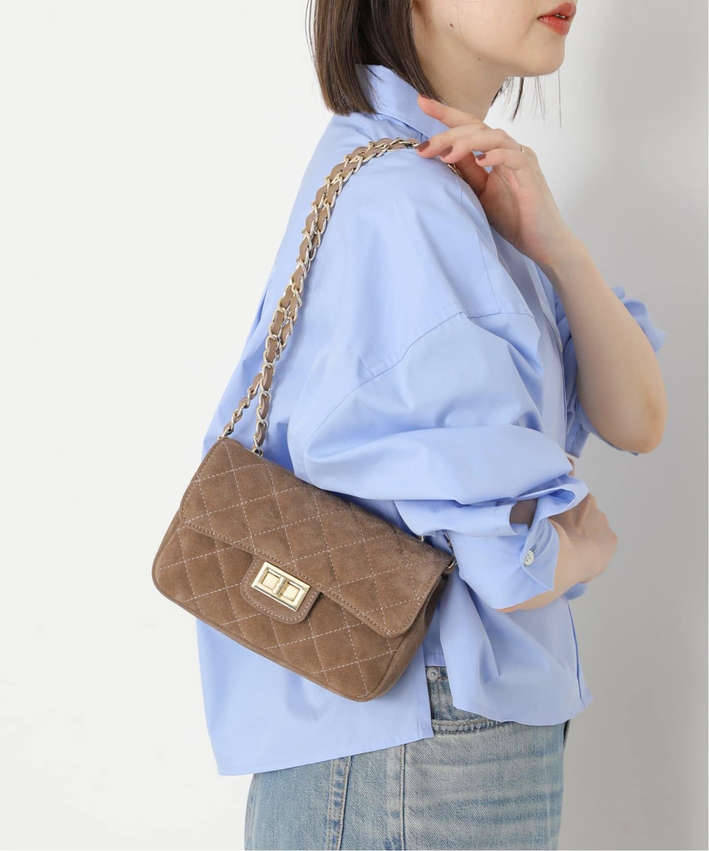 【AULENTTI】スウェードキルティングチェーンバッグ AULENTTI/オウレンティ】スエードチェーンBAG：ショルダーバッグ