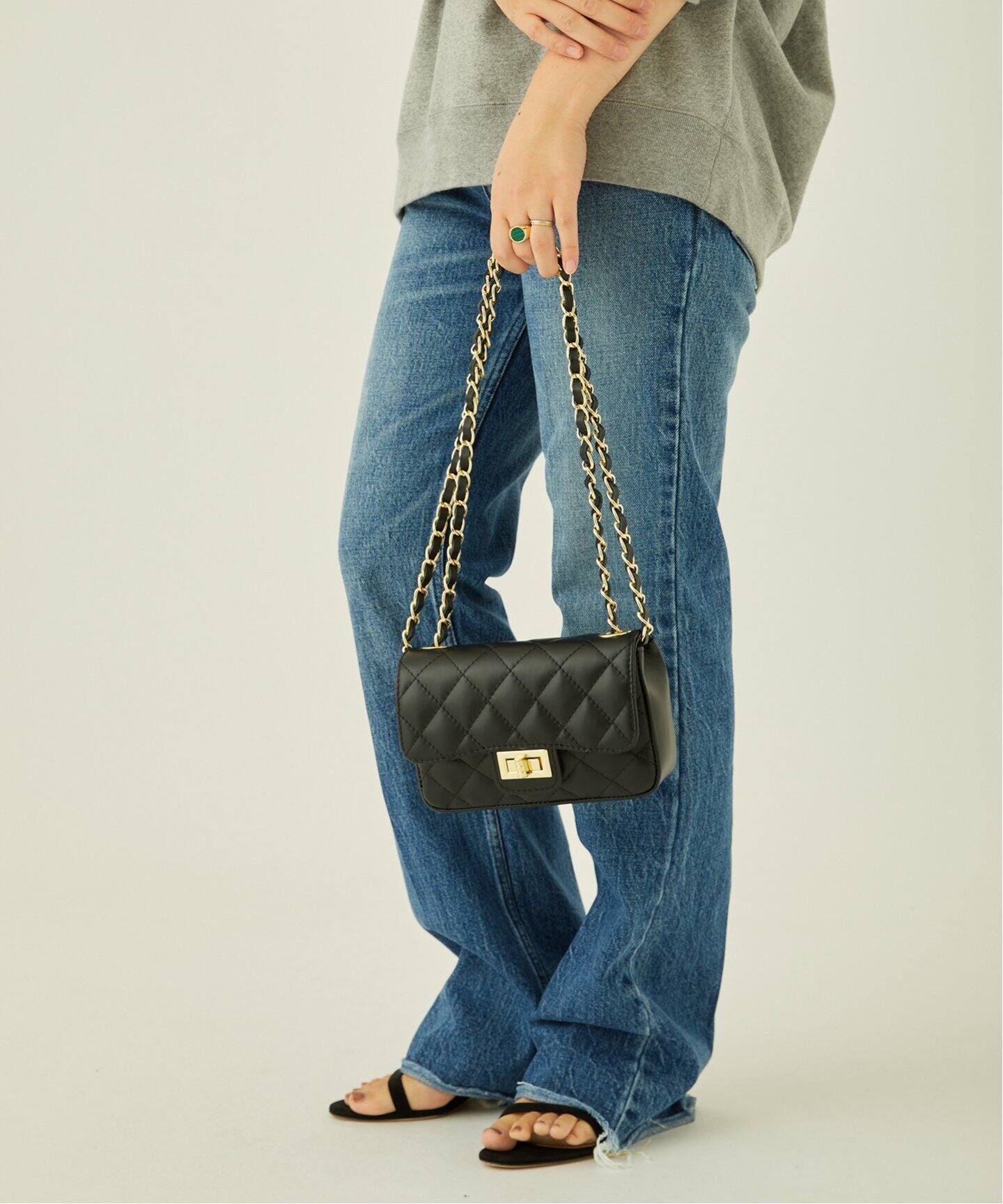 AULENTTI オウレンティ デニムチェーンショルダーバッグ　ネイビー 追加》【AULENTTI/オウレンティ】チェーンBAG：ショルダーバッグ