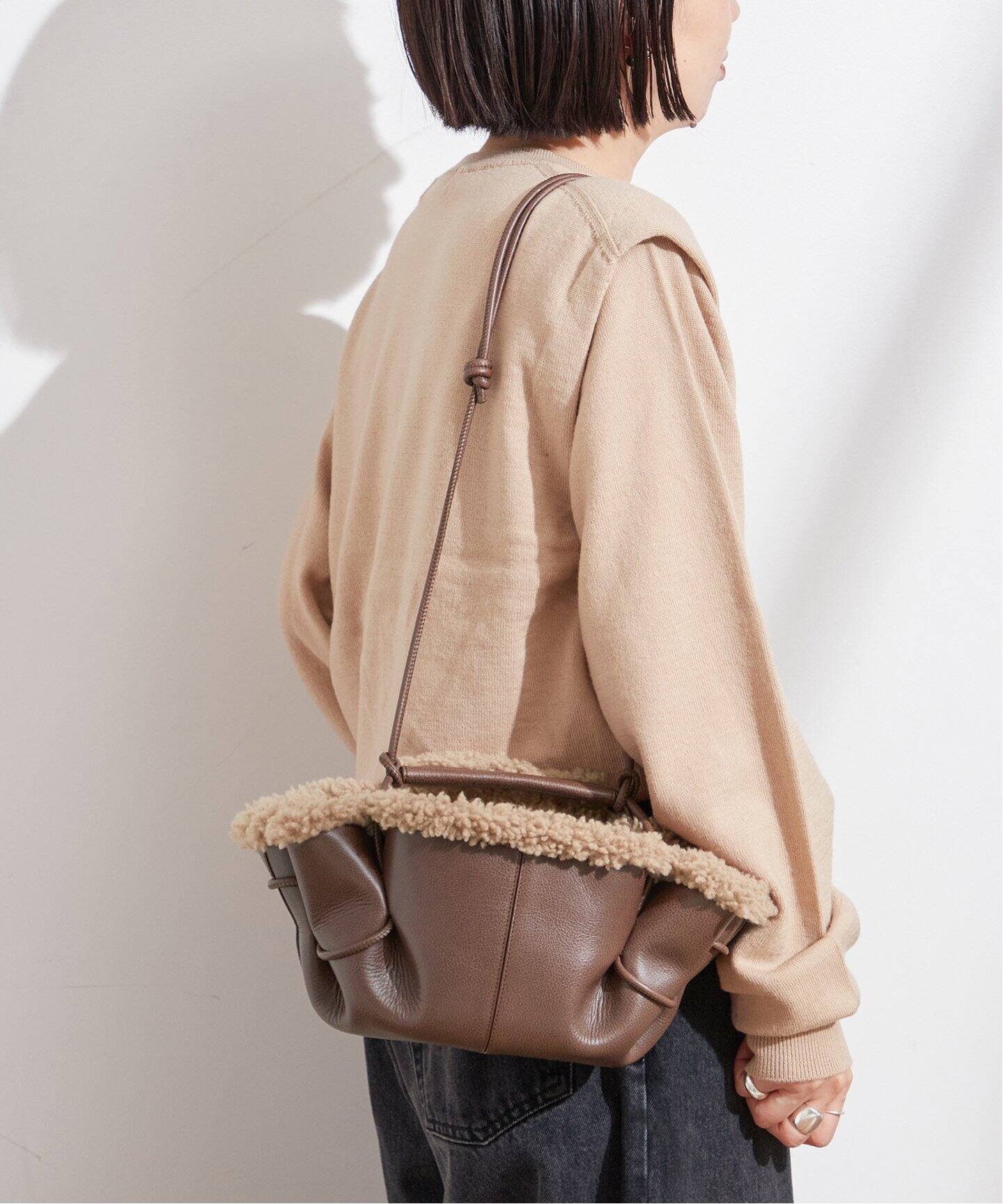 HEREU/ヘリュー】Arta Mini Curly Shearling Trims：ショルダーバッグ 