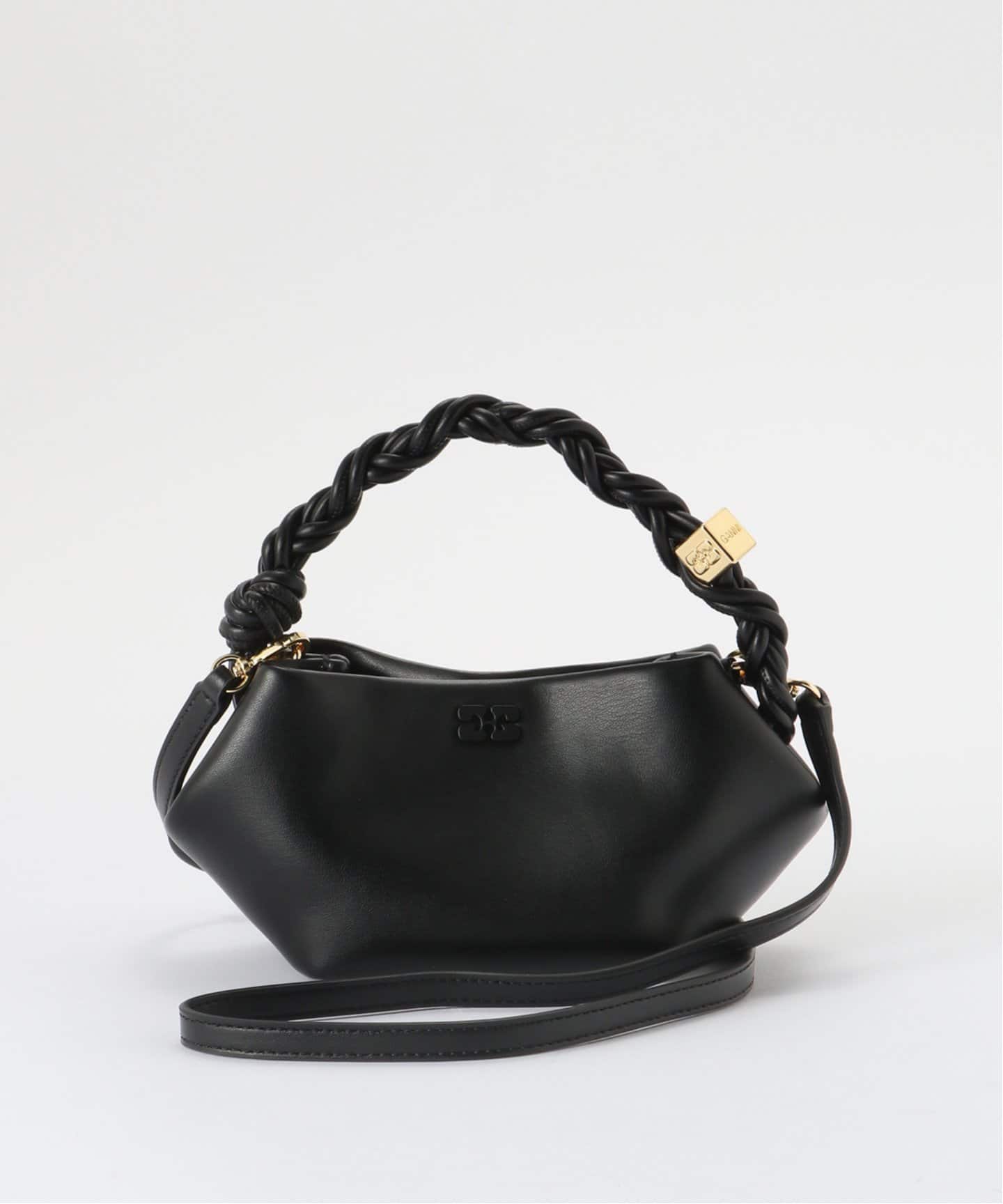 ganni ショルダーバッグ GANNI バタフライ レザーショルダーバッグ | ブラック | FARFETCH JP