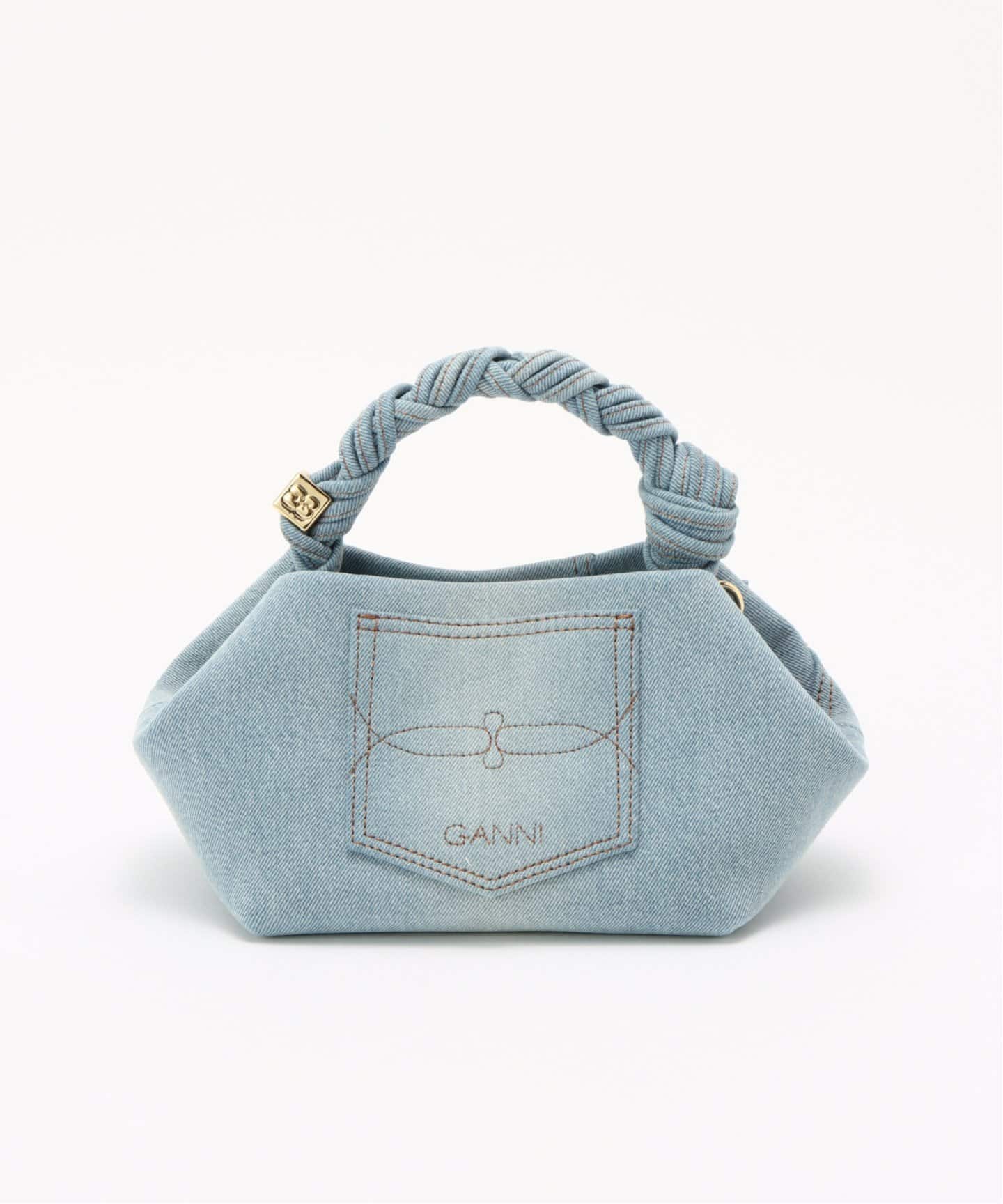 【国内発】GANNI Bou デニム スモール トートバッグ GANNI/ガニー】Bou Bag Small Washed Denim:ショルダーバッグ