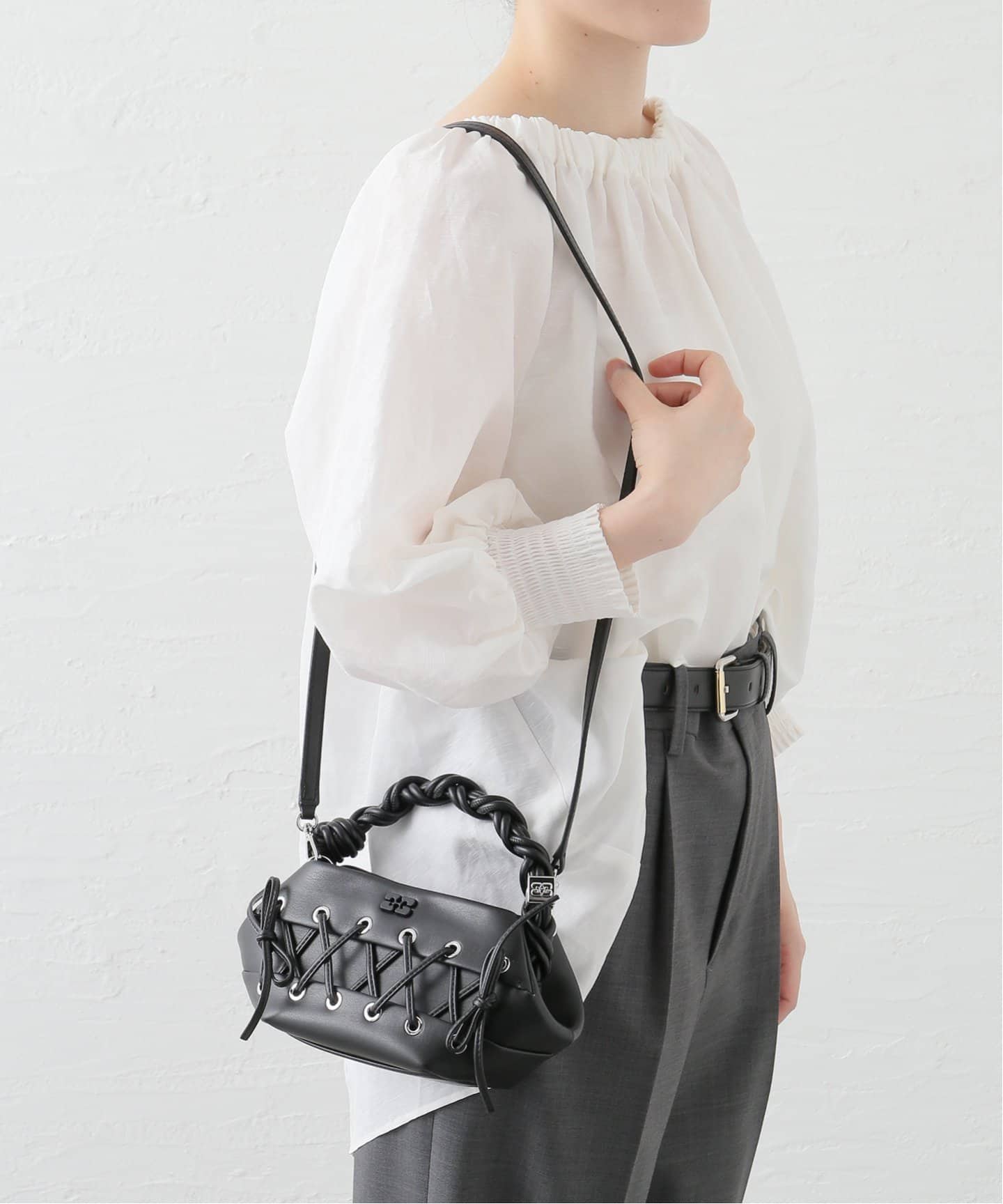 GANNI/ガニー】Bou Bag Mini Eyelets Lace Up：ショルダーバッグ