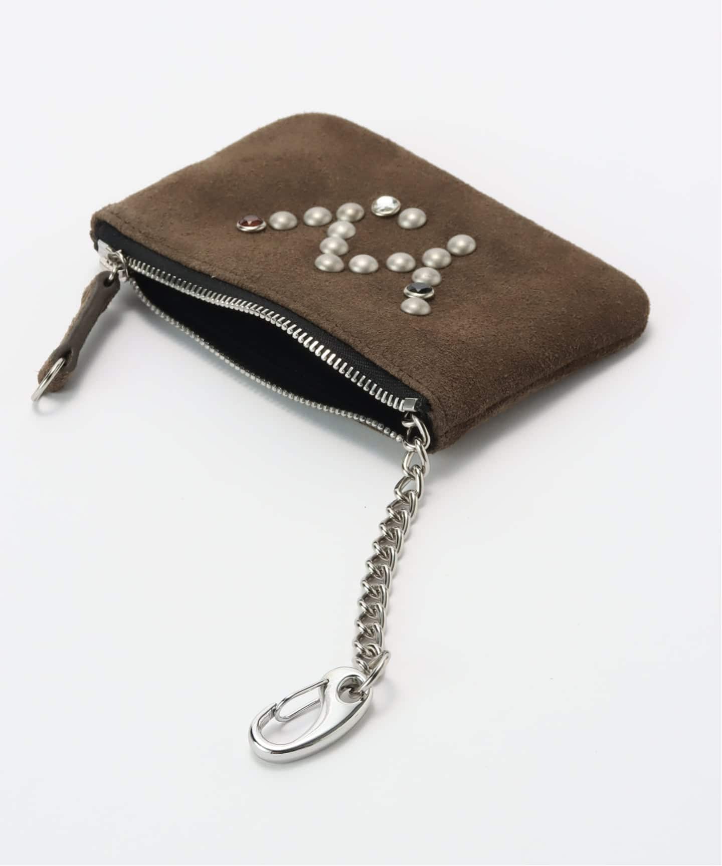 OPEN YY / オープンワイワイ】HEART SUEDE STUD CHAIN WALLET