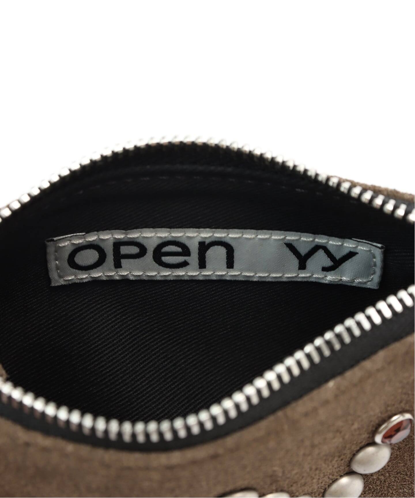 OPEN YY / オープンワイワイ】HEART SUEDE STUD CHAIN WALLET
