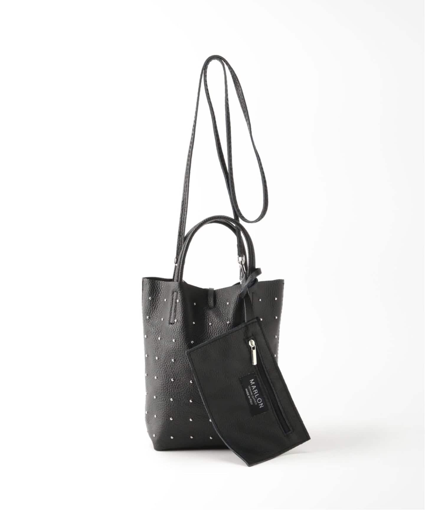 Uhr×IENA ENFANT 別注spangle mini ショルダーバッグ黒 WEB限定追加5》【MARLON FIRENZE/マルロン】 SHOPPER MINI STUDS