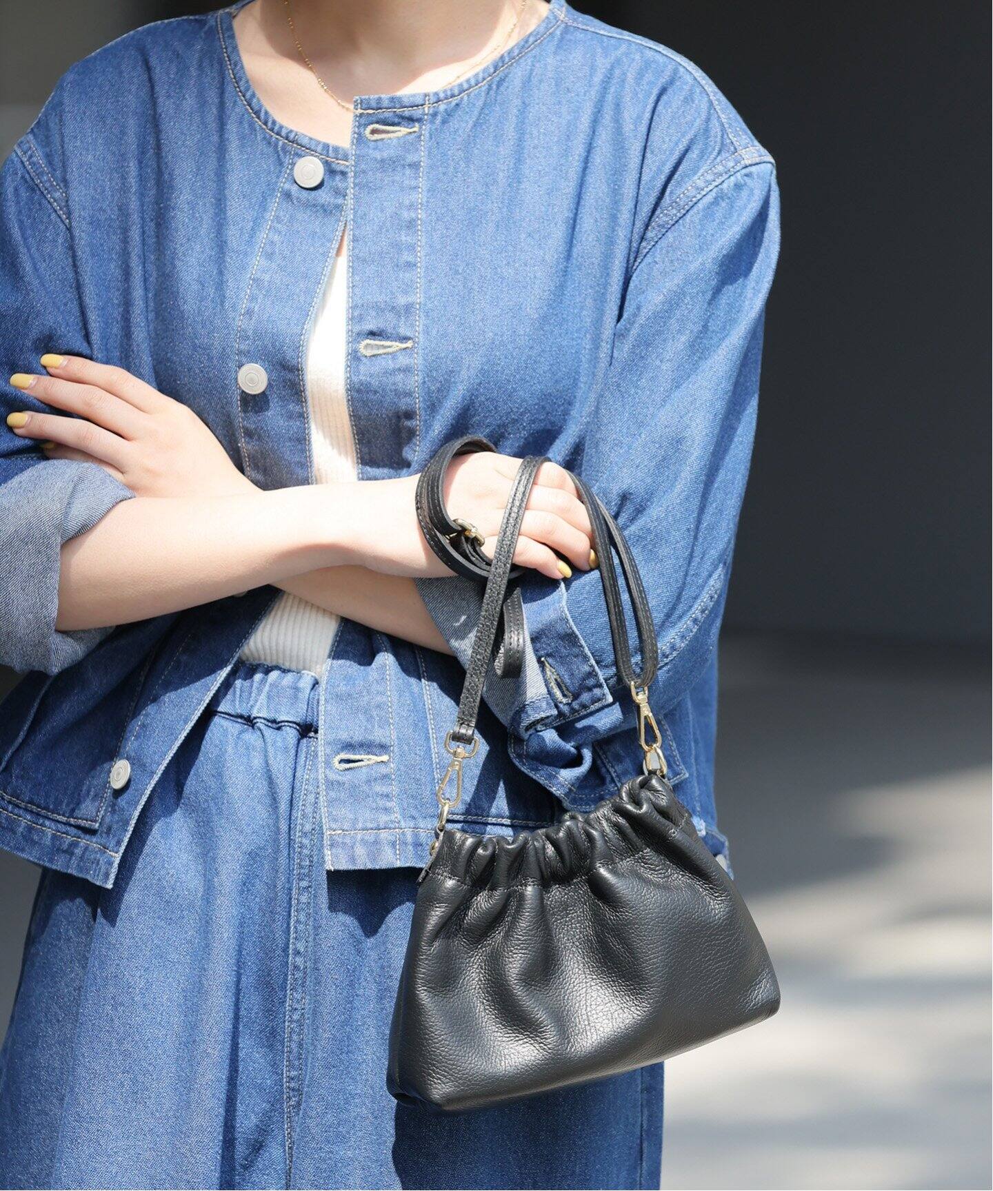 MARLON FIRENZE/マルロン】ギャザーショルダーBAG（ショルダーバッグ  