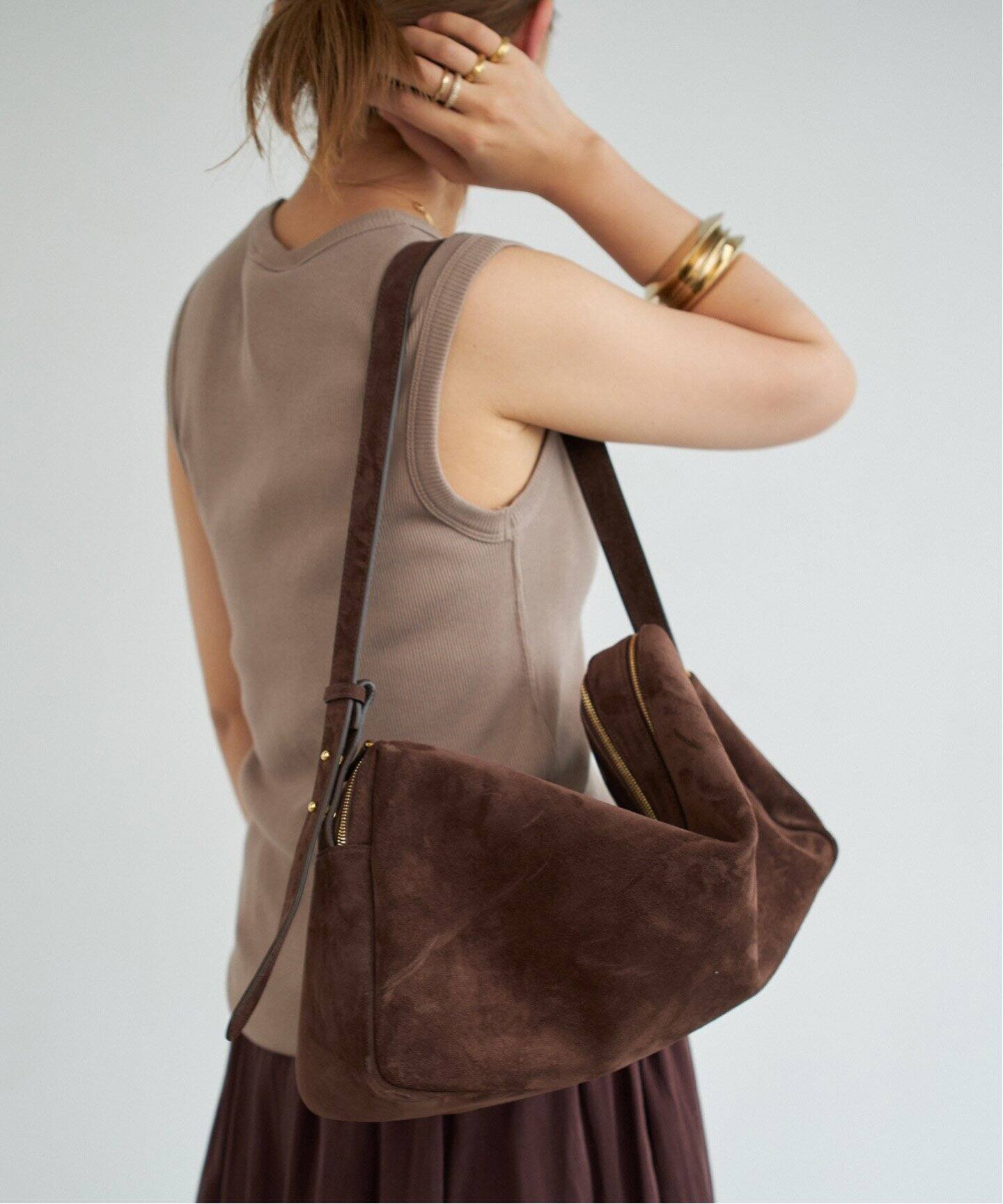 新品 Elleme エレメ バッグ Trousse Suede Browny Trousse Large Suede Brownie - Trendy Work Bags - Elleme