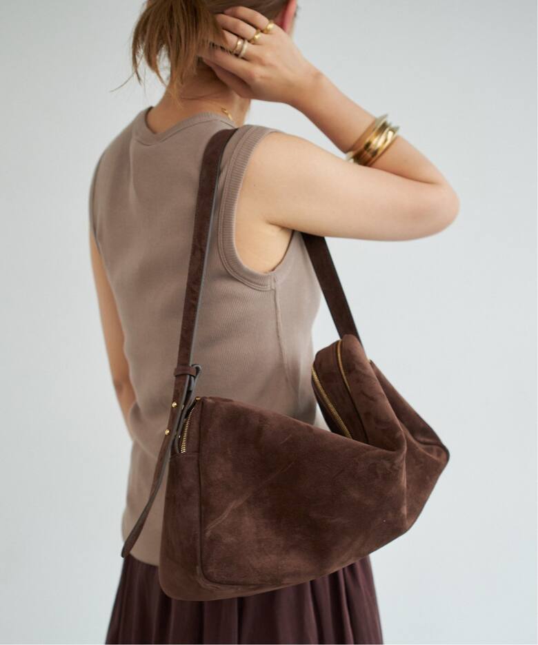 ELLEME/エレメ】Trousse Large Suede Browny（ボストンバッグ 