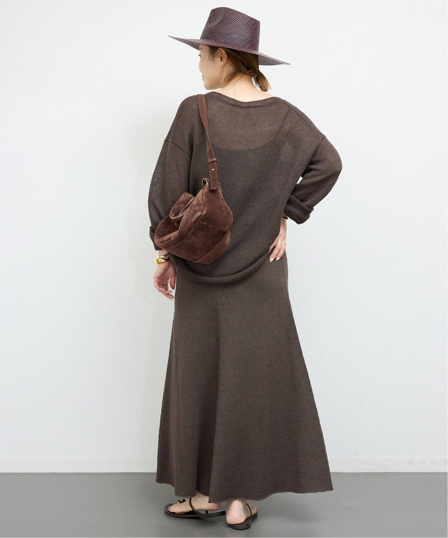 ELLEME/エレメ】Trousse Large Suede Browny（ボストンバッグ