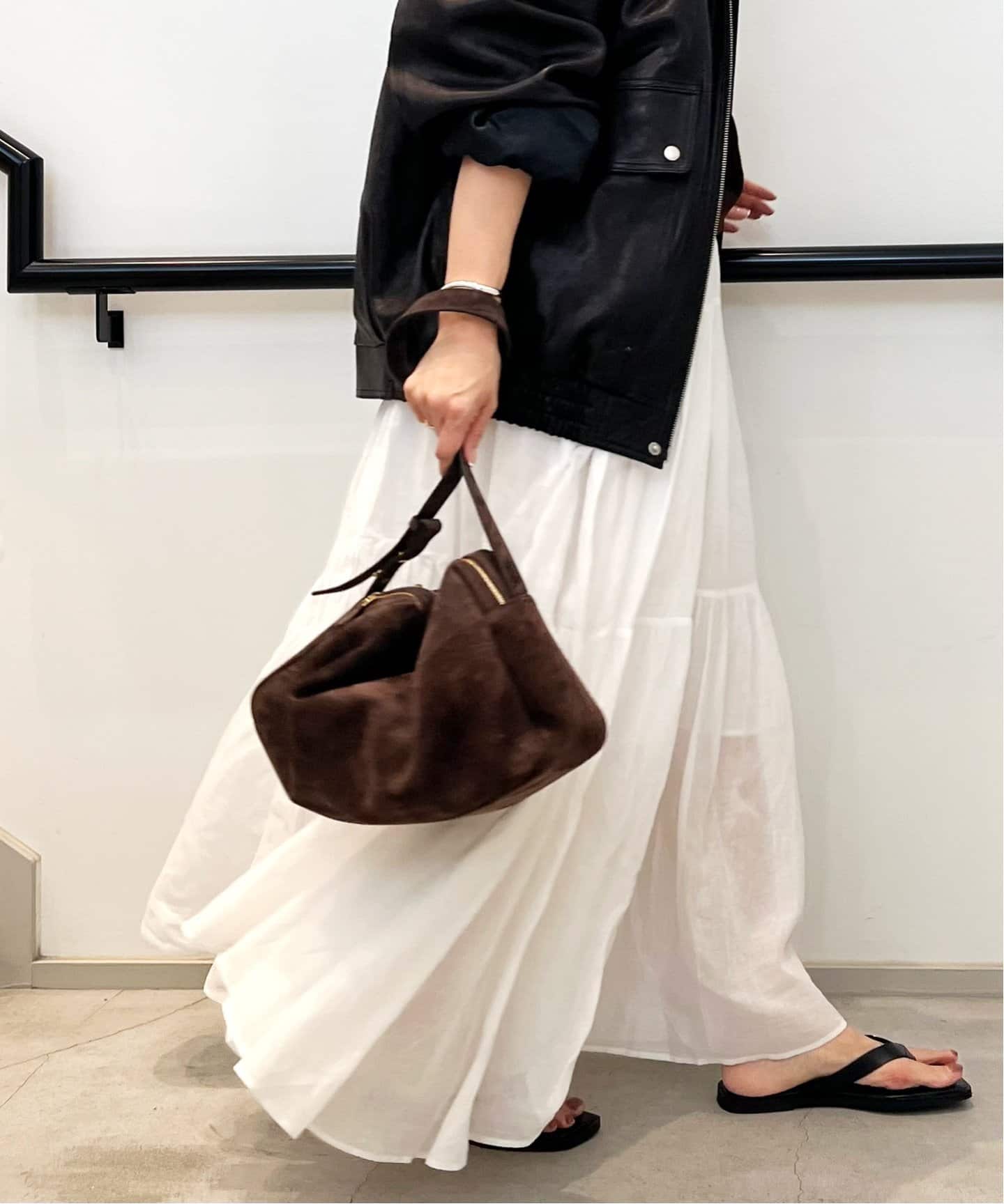 ELLEME/エレメ】Trousse Large Suede Browny（ボストンバッグ