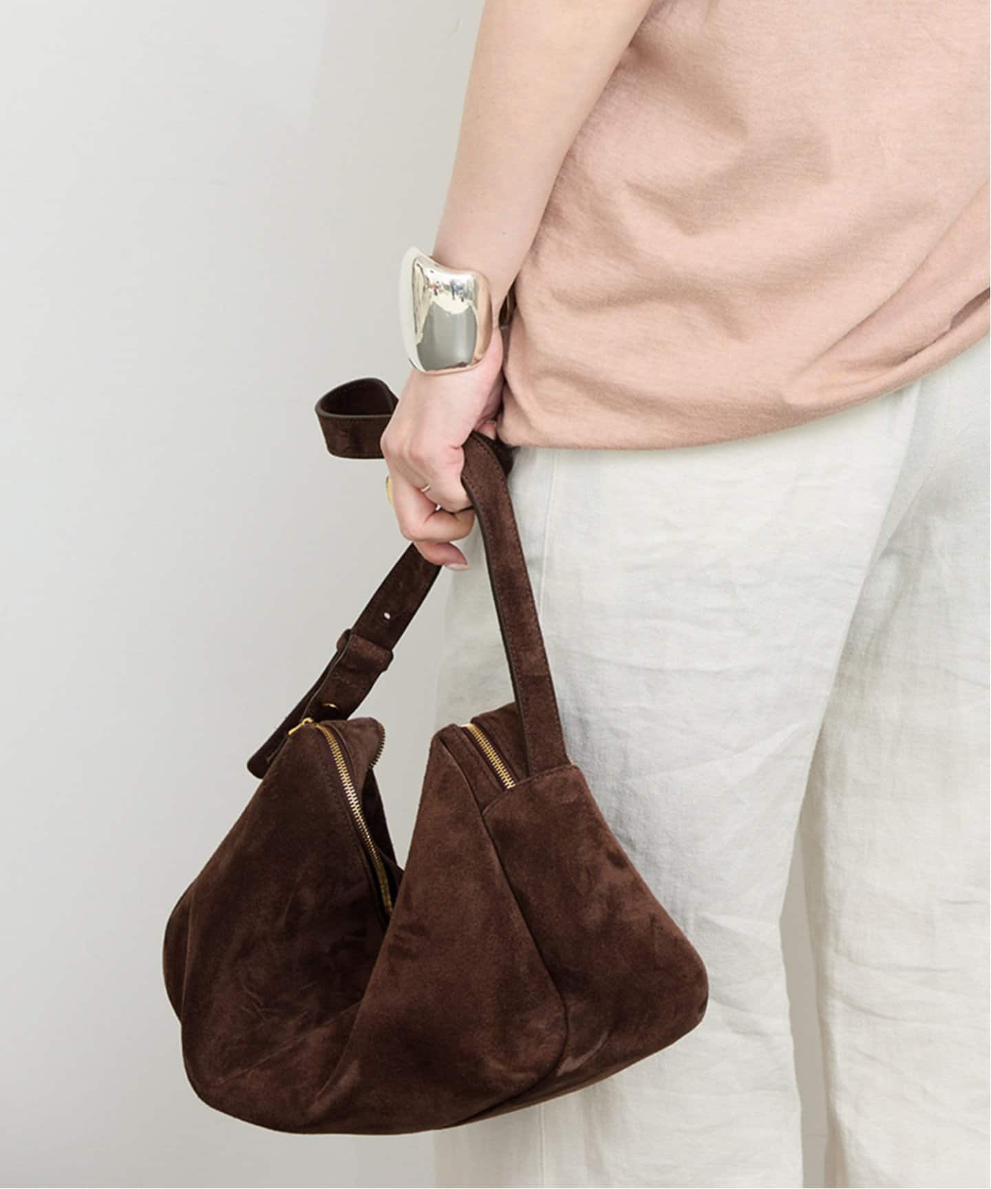 ELLEME/エレメ】Trousse Large Suede Browny（ボストンバッグ