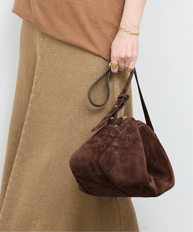 ELLEME/エレメ】Trousse Large Suede Browny（ボストンバッグ 