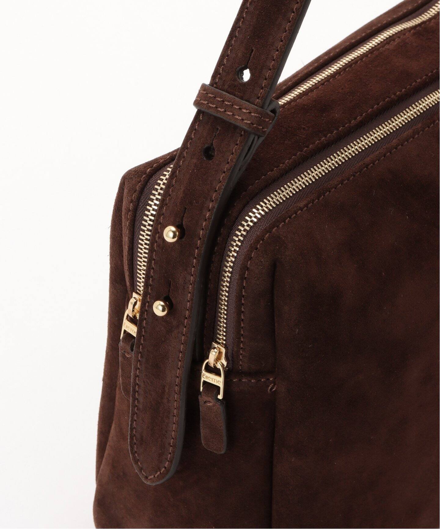 ELLEME/エレメ】Trousse Large Suede Browny（ボストンバッグ
