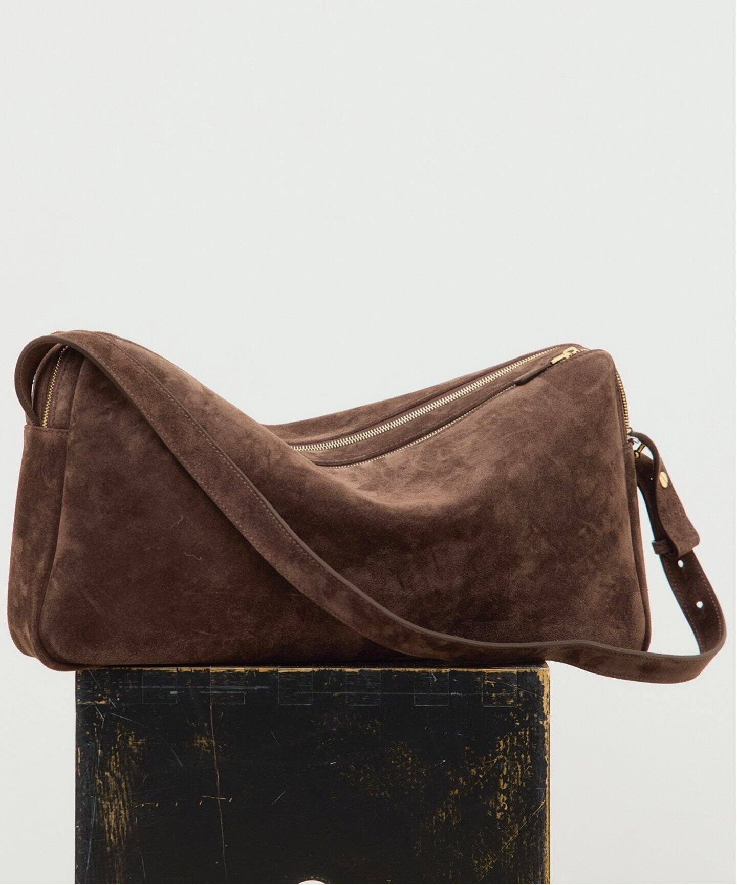 ELLEME/エレメ】Trousse Large Suede Browny（ボストンバッグ 