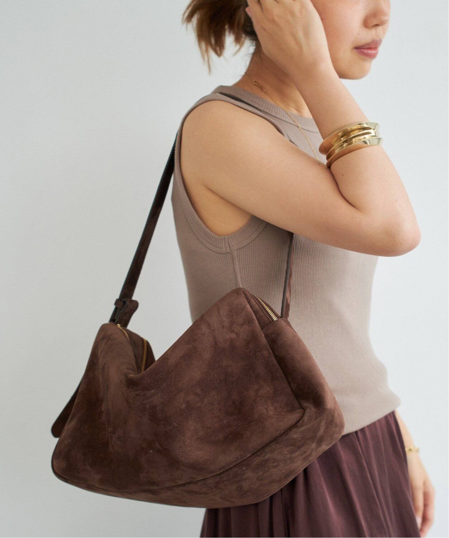 ELLEME/エレメ】Trousse Large Suede Browny（ボストンバッグ  