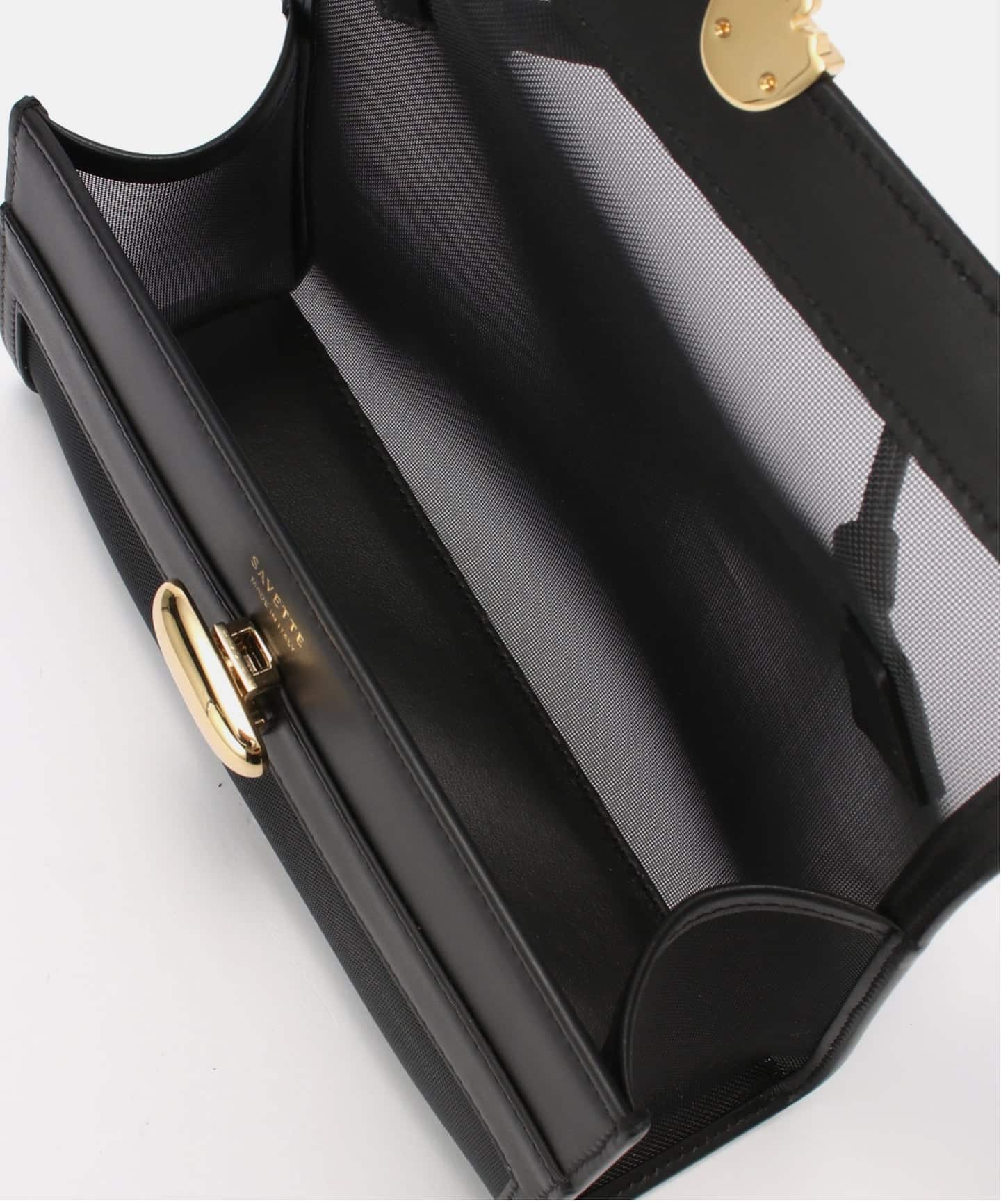 SAVETTE/サヴェット】MESHxLEATHER SYMMETRY POCHETTE