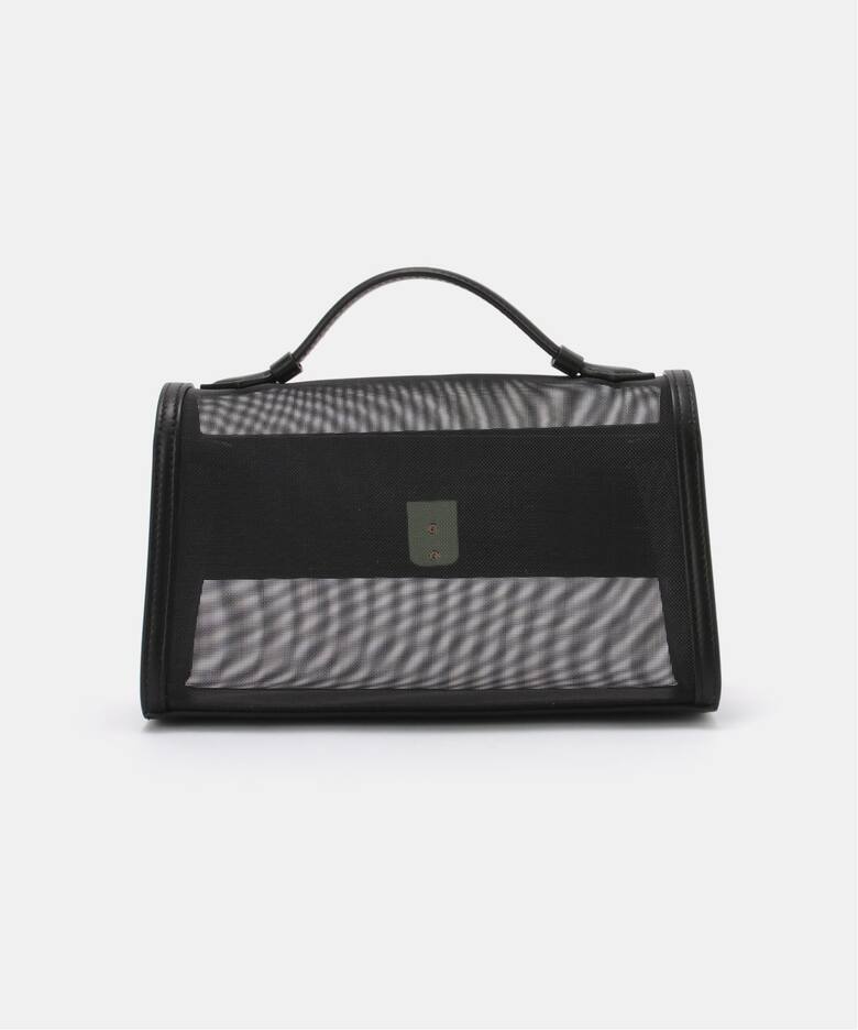 SAVETTE/サヴェット】MESHxLEATHER SYMMETRY POCHETTE（ハンドバッグ 