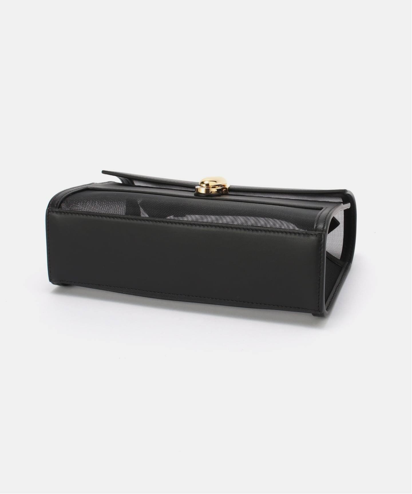 SAVETTE/サヴェット】MESHxLEATHER SYMMETRY POCHETTE（ハンドバッグ