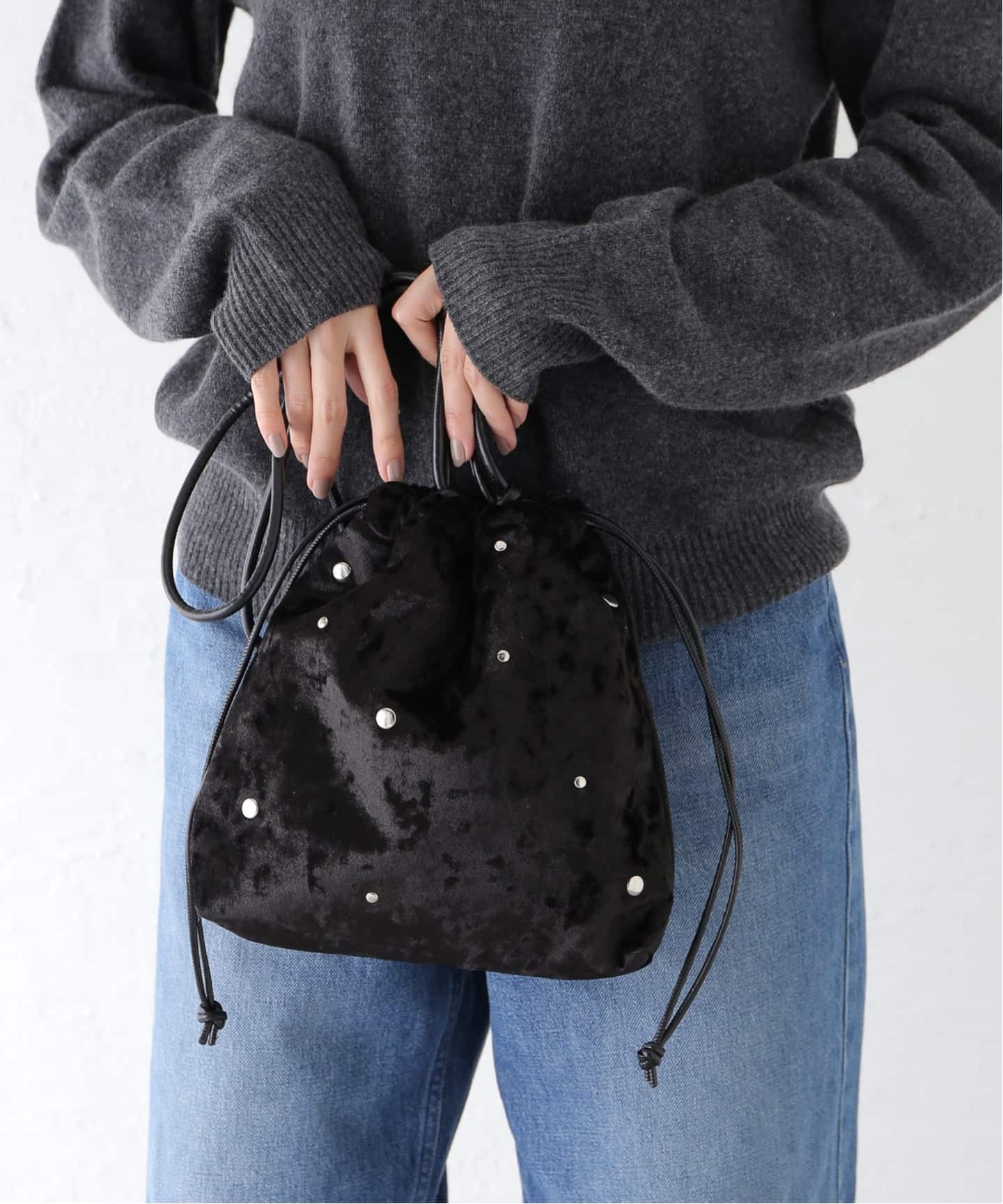 スタッズベロア巾着バッグ（その他バッグ）｜B.C STOCK（ベーセー