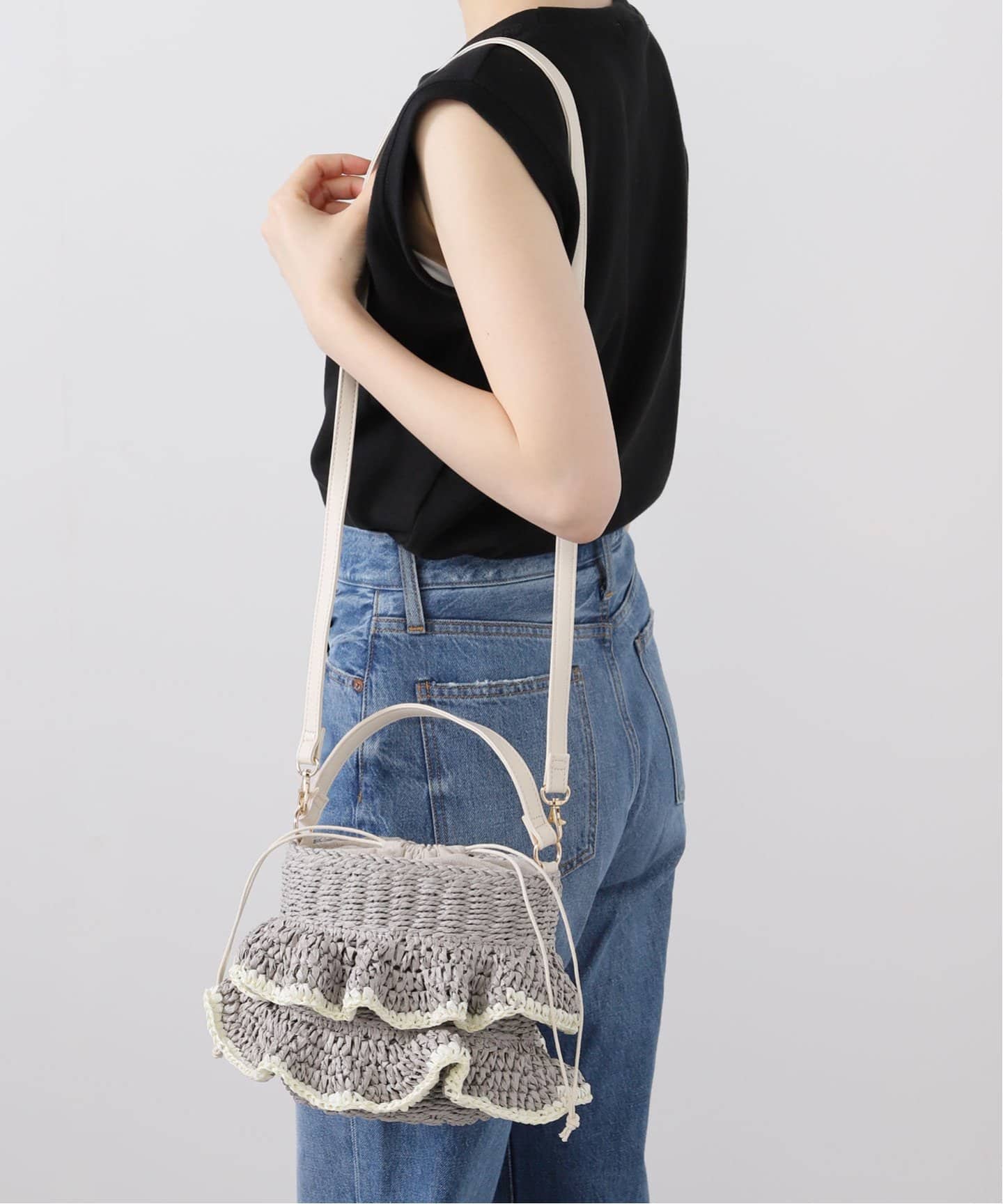 MIAN/ミアン ペーパーフリルカゴBAG（かごバッグ）｜B.C STOCK