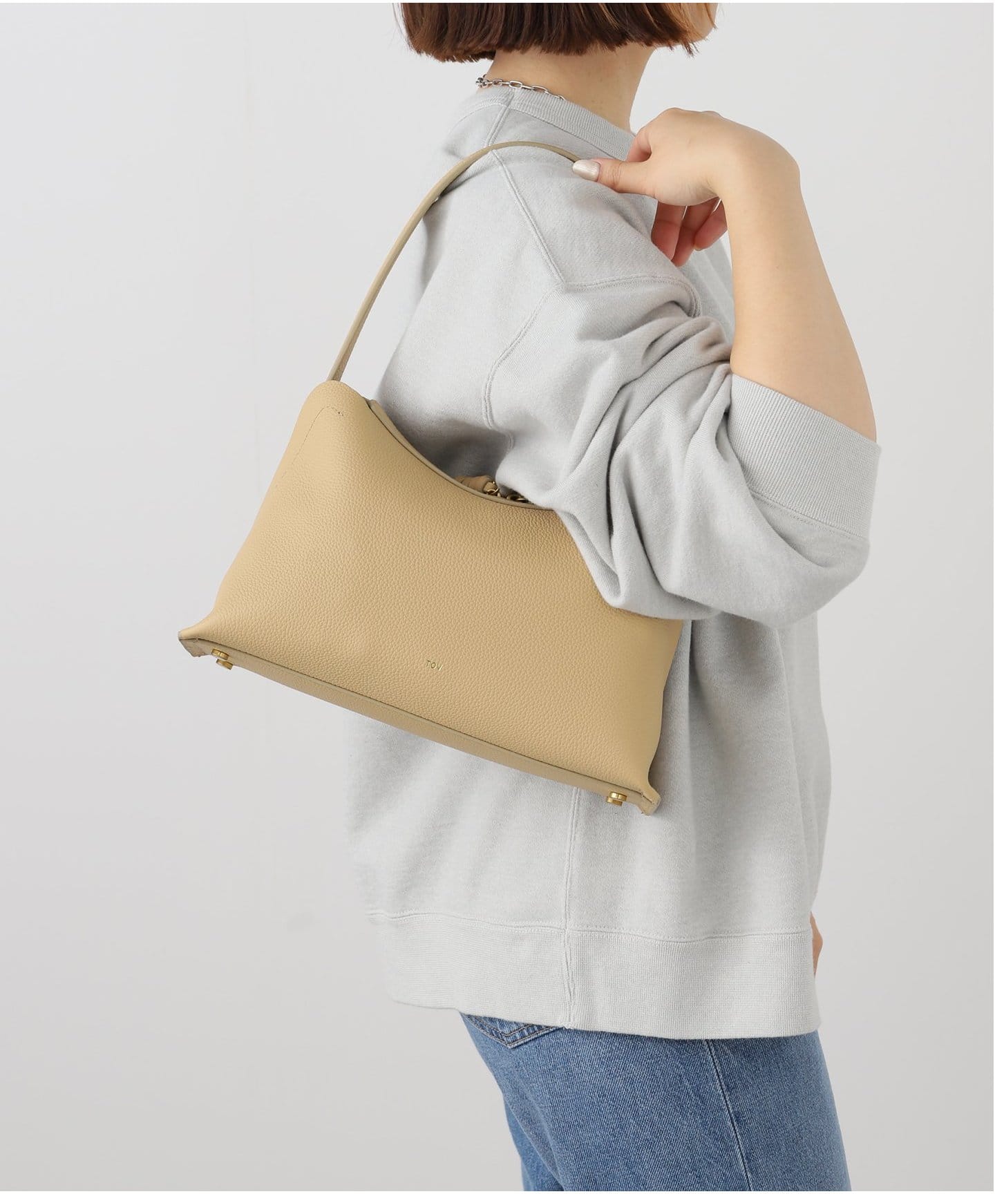 Le Talon ルタロン　ほぼ新品　美品　ブラウンベージュ　ハンドバッグ セール】LE TALON 2WAYポーチツキショルダー（ショルダーバッグ