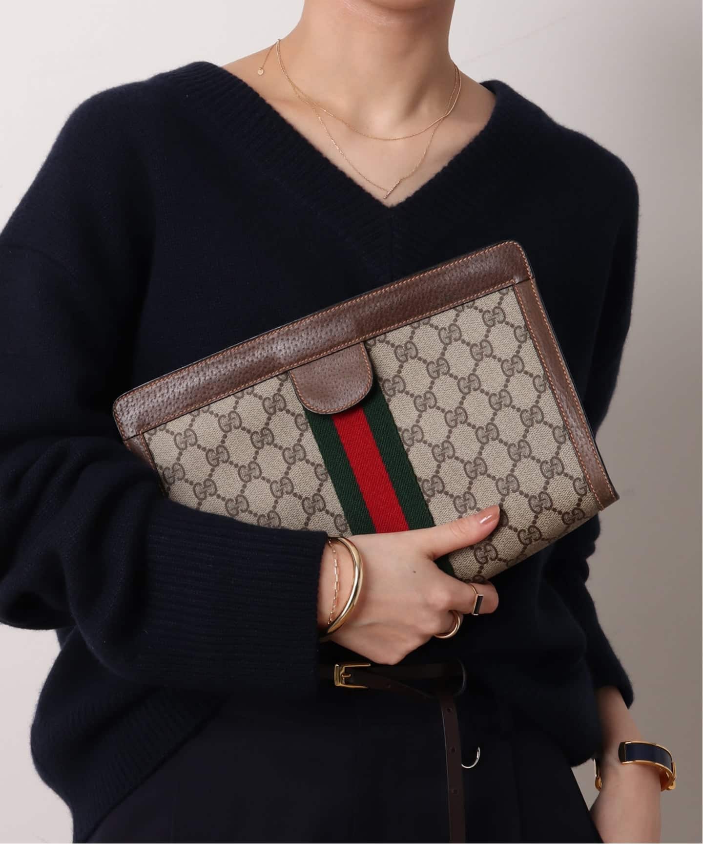 VINTAGE GUCCI /グッチ】 クラッチバッグ gg web（クラッチバッグ