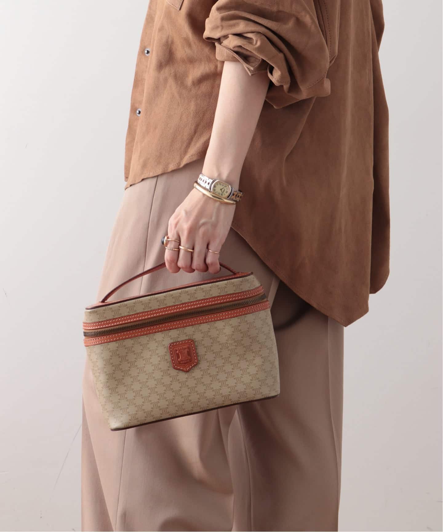 VINTAGE CELINE/セリーヌ】macadam バニティバッグ（ハンドバッグ