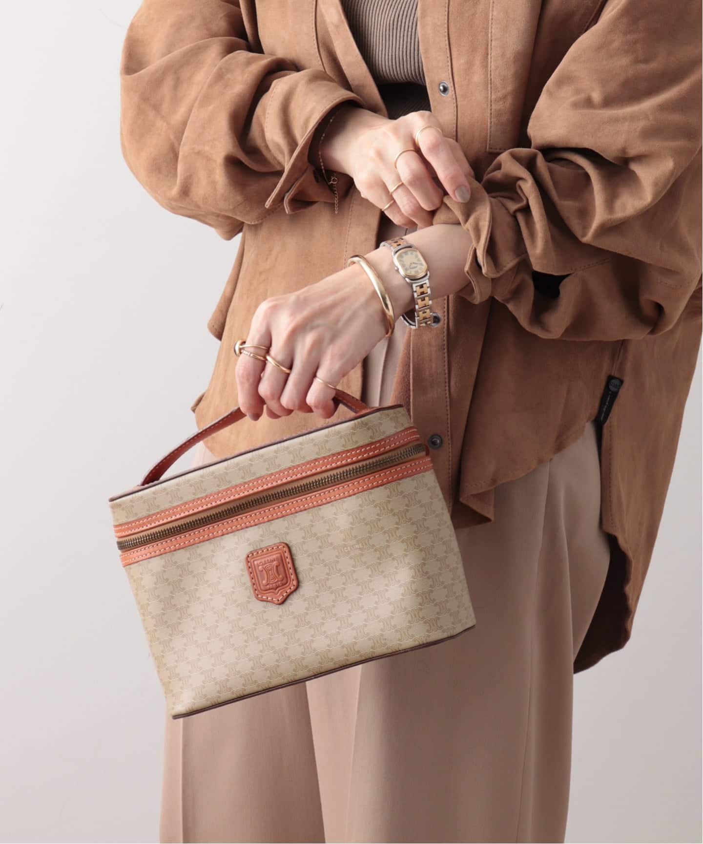 VINTAGE CELINE/セリーヌ】macadam バニティバッグ（ハンドバッグ