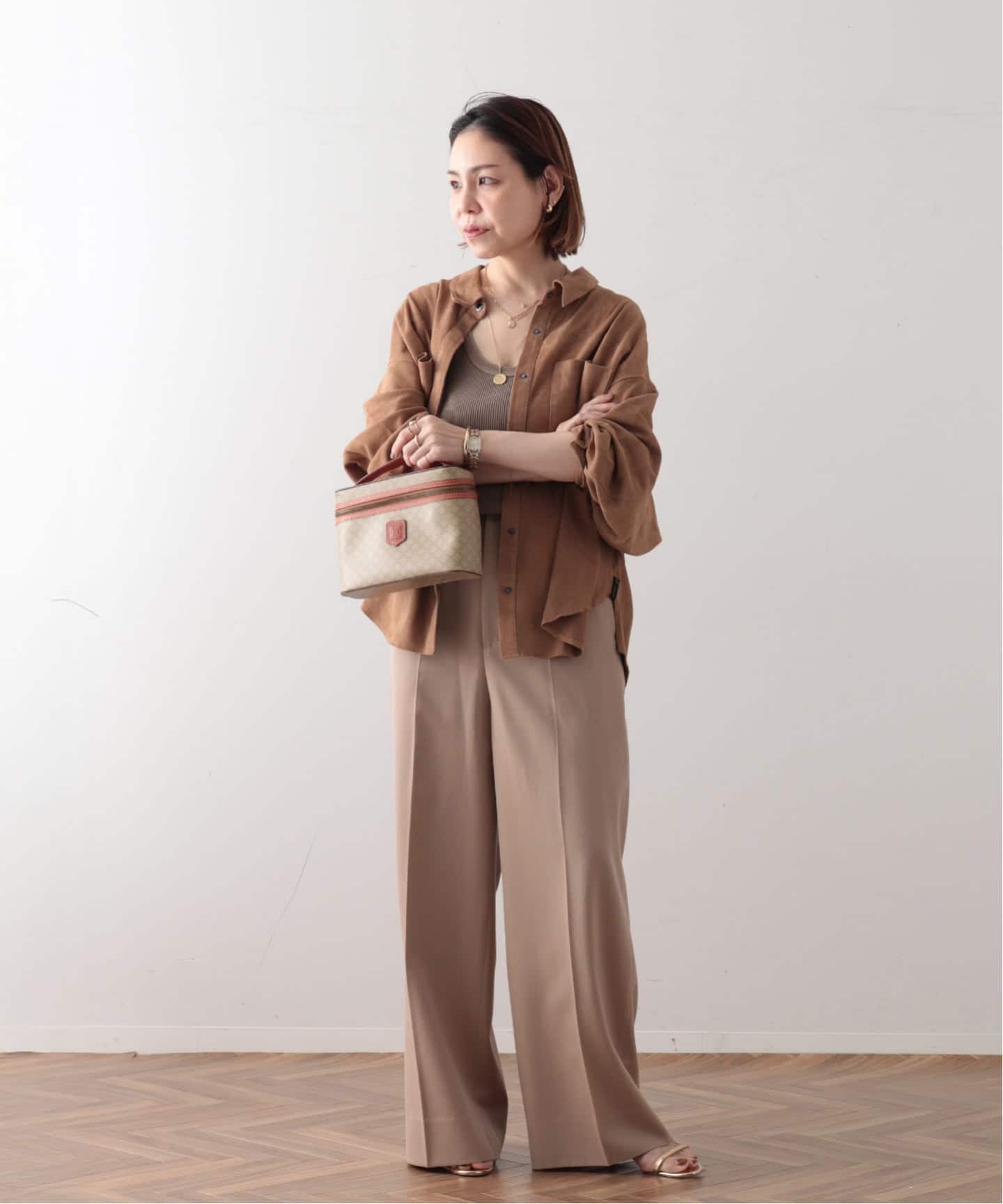 VINTAGE CELINE/セリーヌ】macadam バニティバッグ（ハンドバッグ