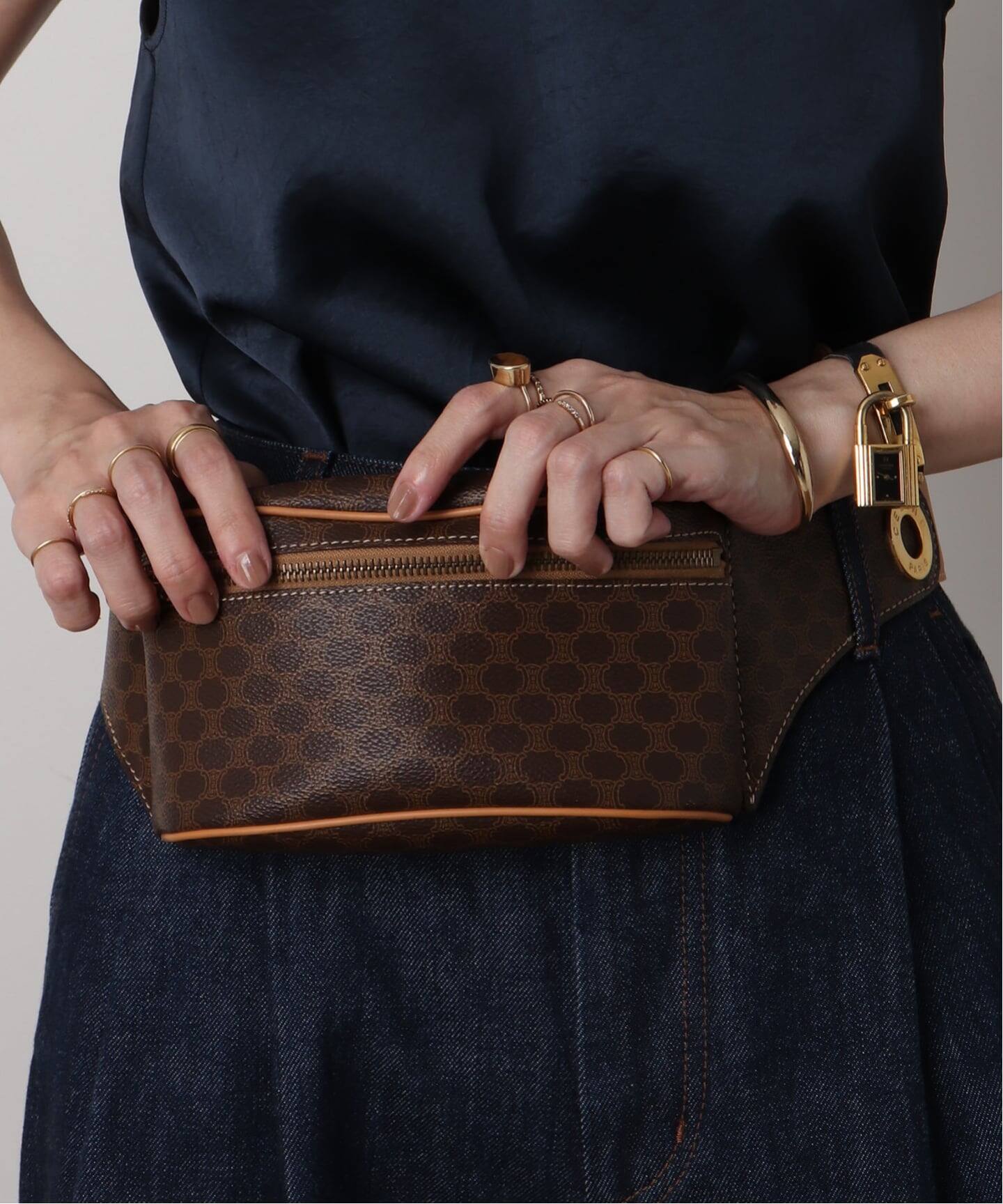 VINTAGE CELINE/セリーヌ】macadam ウェストバッグ（ウェストポーチ 