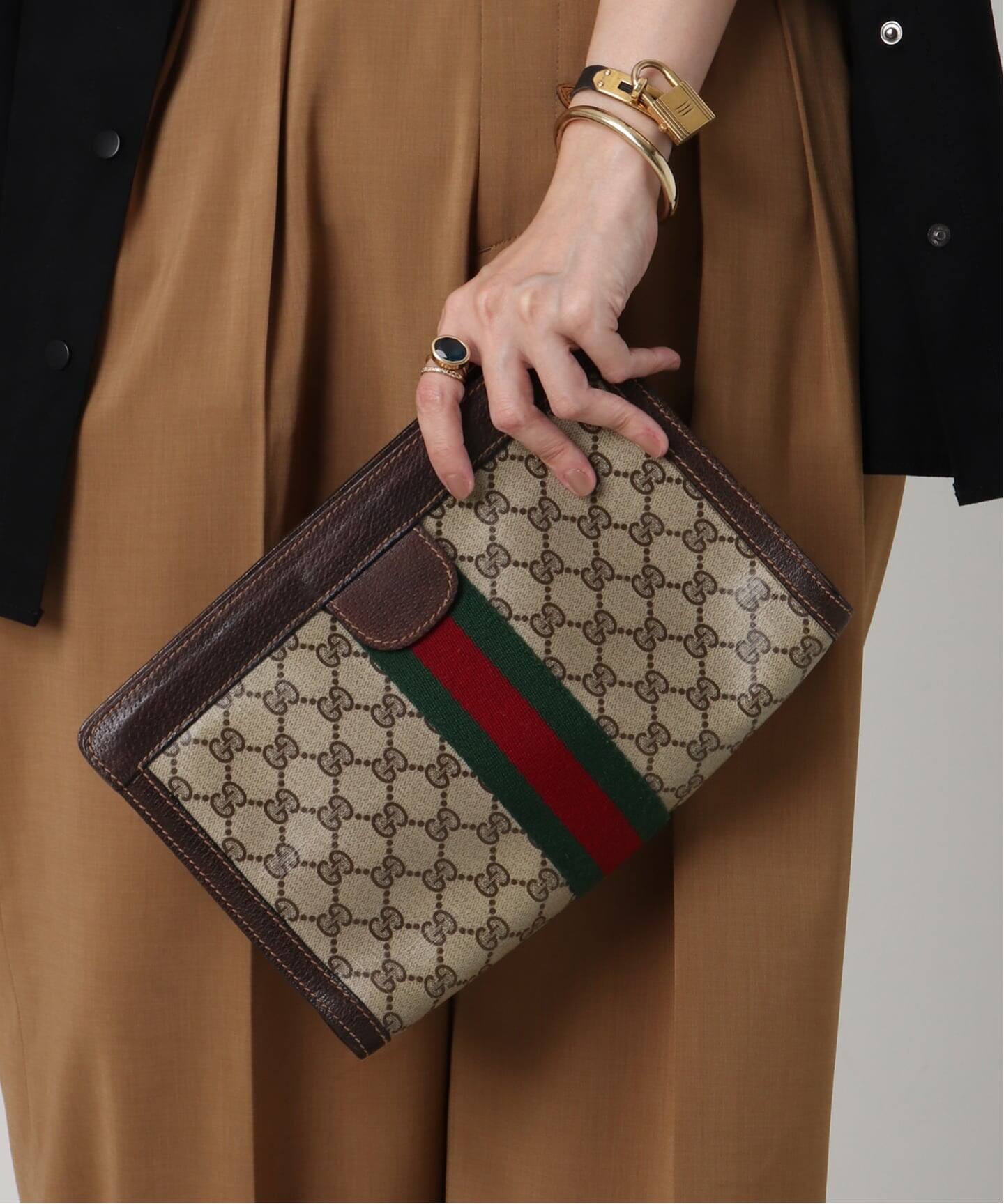 VINTAGE GUCCI /グッチ】クラッチバッグ gg web（クラッチバッグ 
