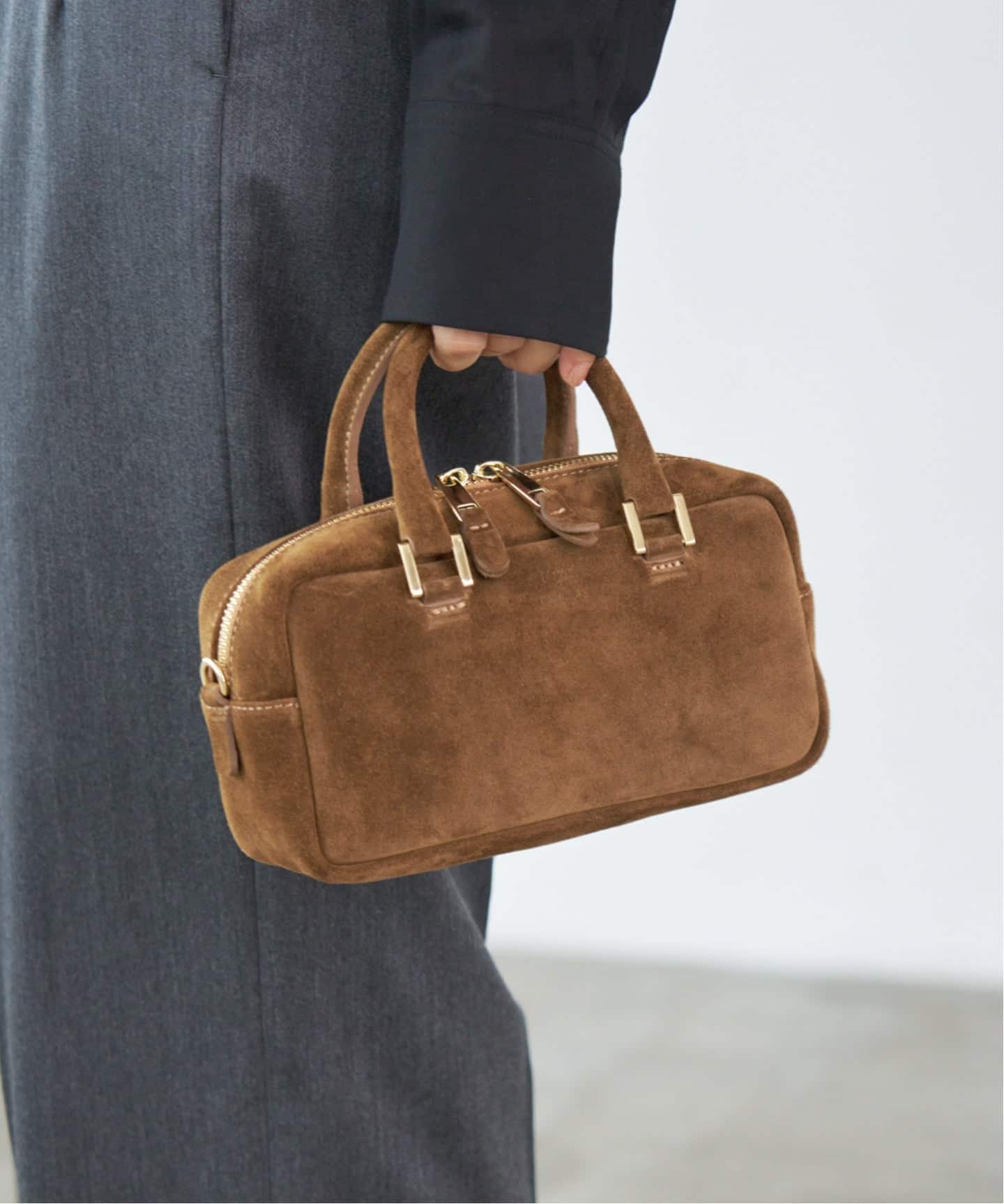 イエナ　マニュエルミラノ☆スエードボストンバッグ ☆ブラウン IENA｜《追加》Manuel MILANO/マニュエルミラノ SUEDE BOSTON スエード