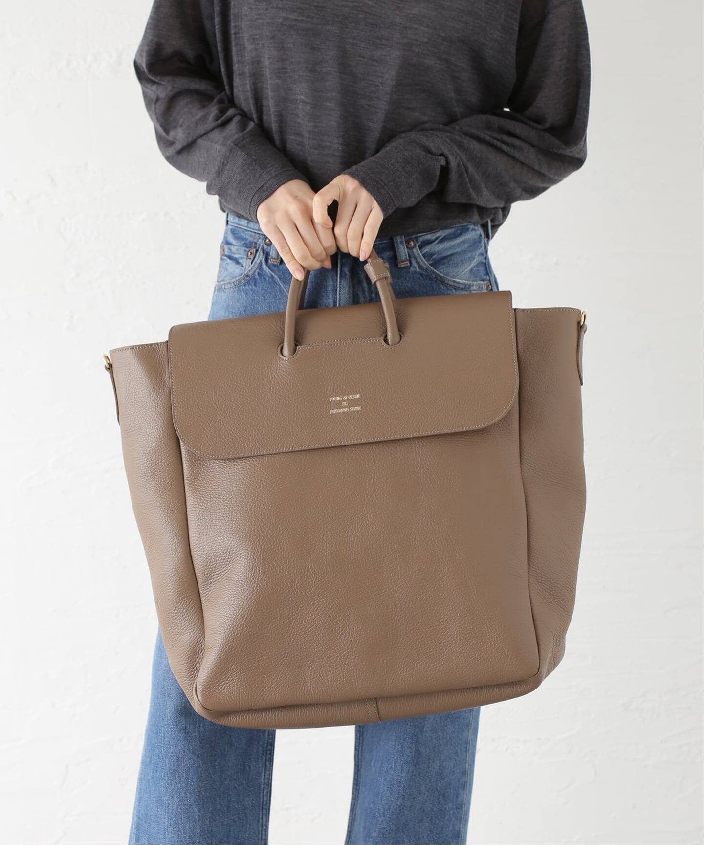 YOUNG&OLSEN/ヤングアンドオルセン EMBOSSED LEATHER TOTE L バッグ 
