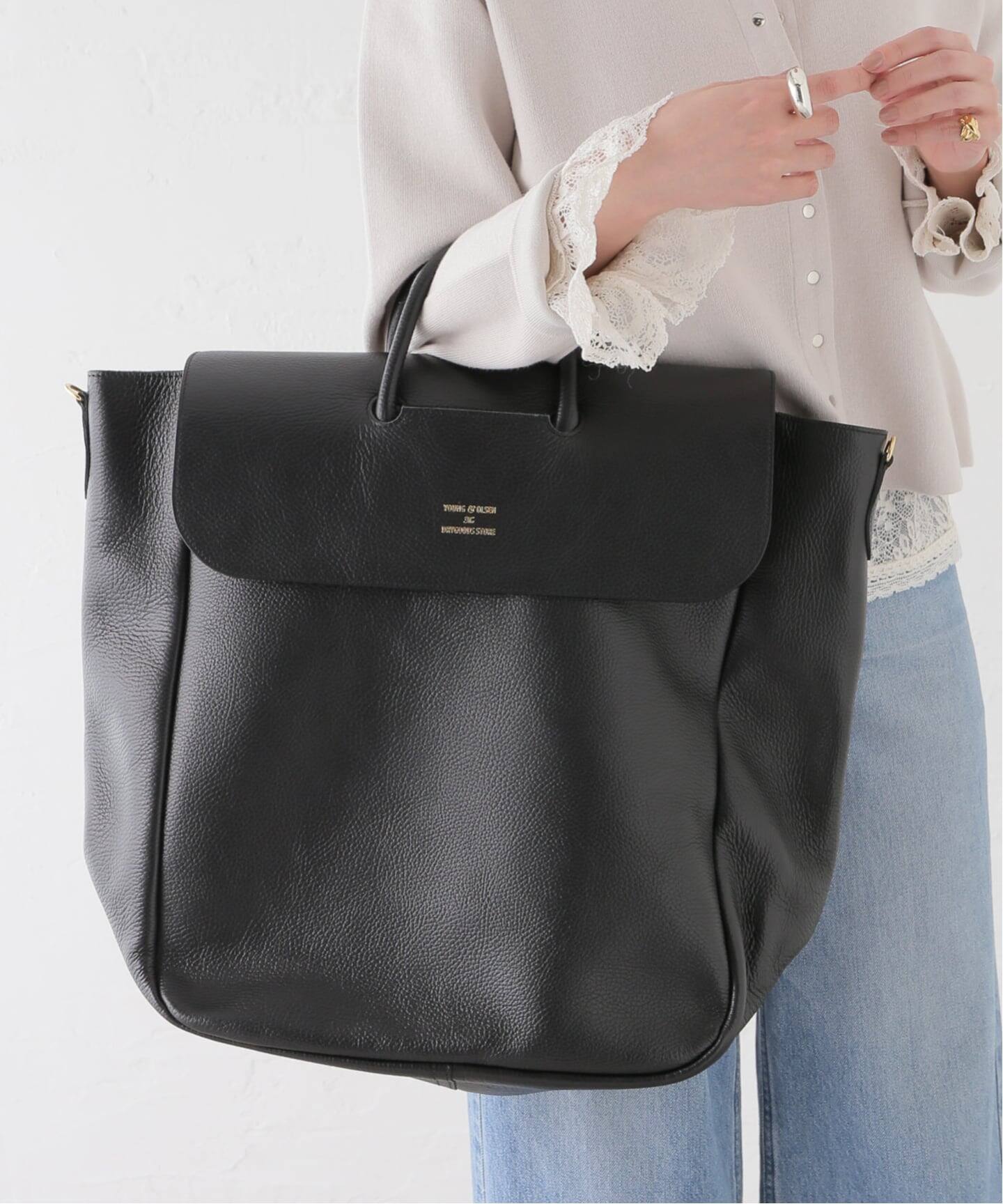 YOUNG&OLSEN/ヤングアンドオルセン EMBOSSED LEATHER TOTE L バッグ 