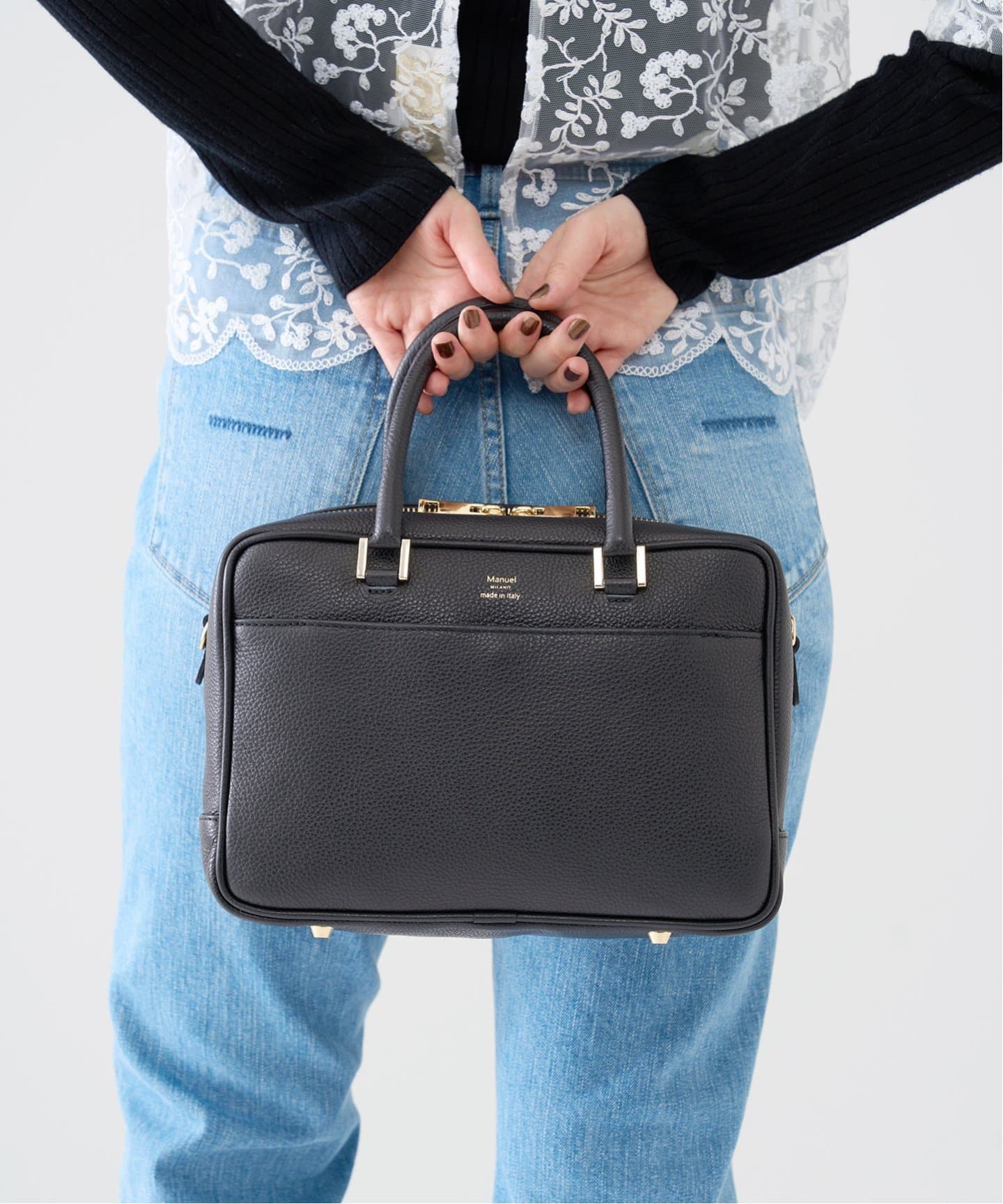 IENA Manuel MILANO/マニュエルミラノ】レザーバッグ　ブラック 追加2》【Manuel MILANO/マニュエルミラノ】レザーバッグ