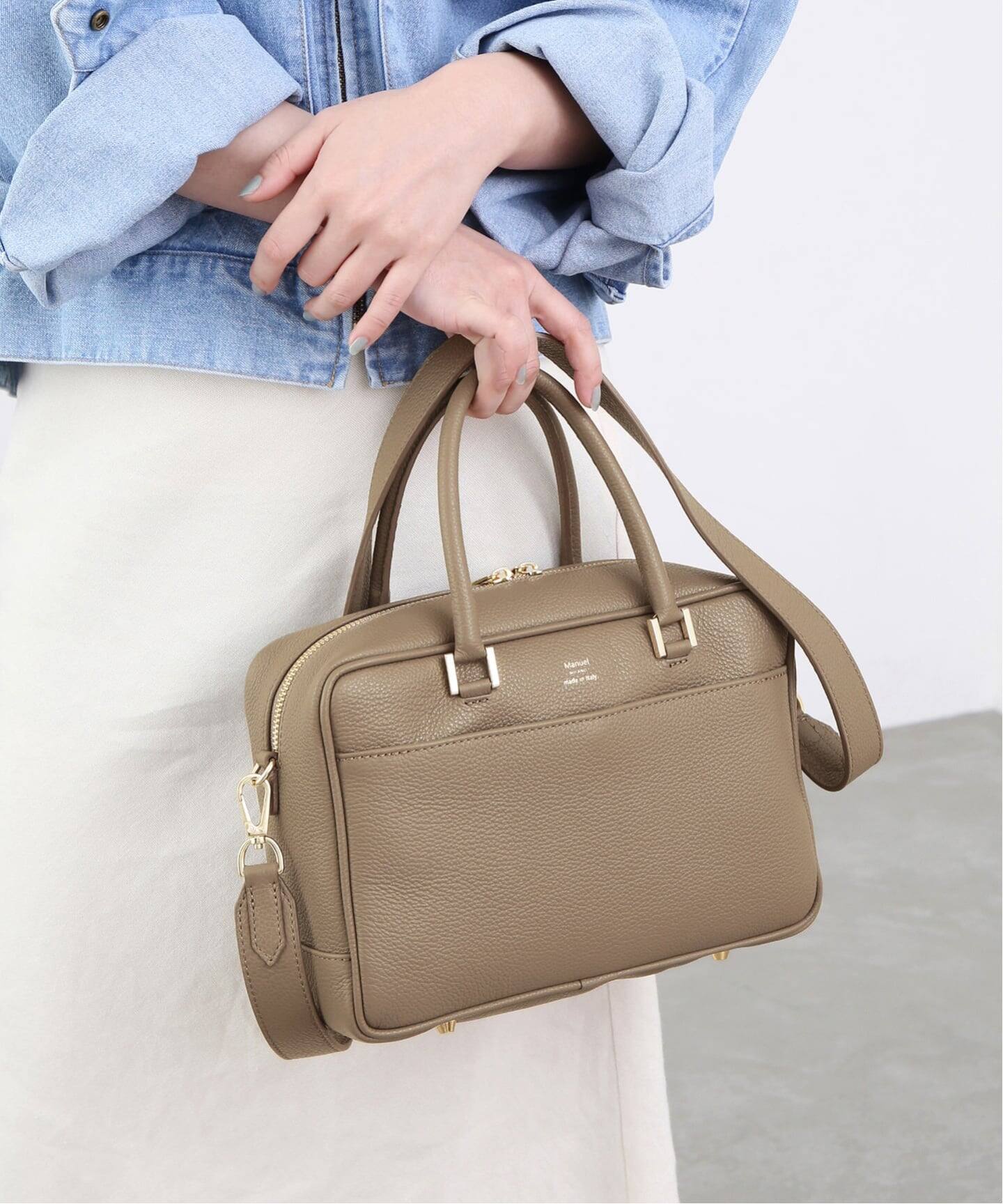 IENA Manuel MILANO マニュエルミラノ レザーバッグ グレーA 【公式通販】