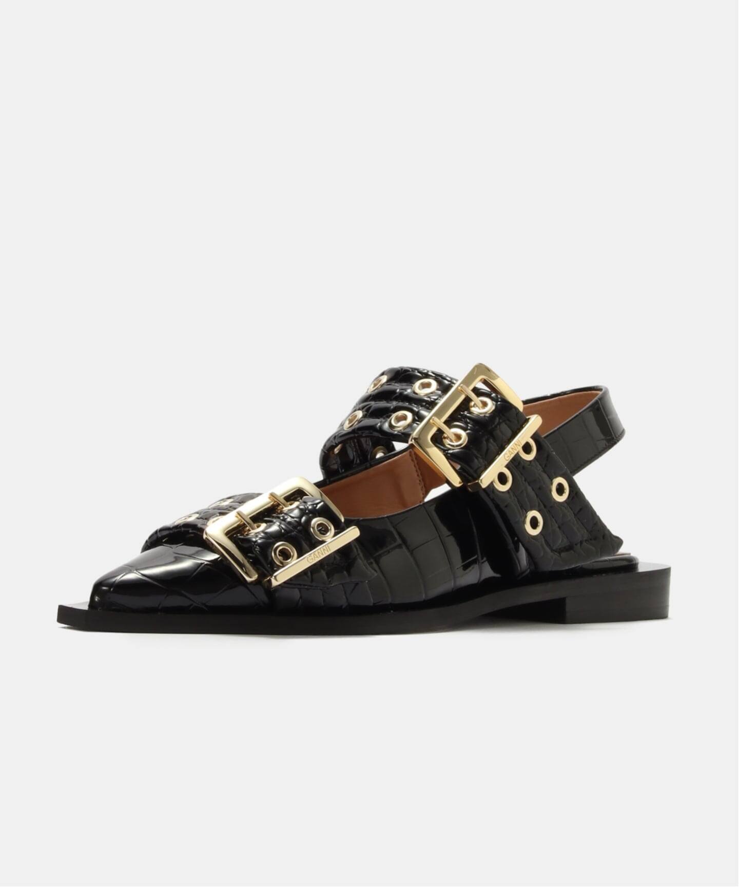 【GANNI】Jewel ジュエル バレリーナ ストラップ チャーム 赤 GANNI:S2796:FEMININE BUCKLE BELLERINA(サンダル)|BOICE