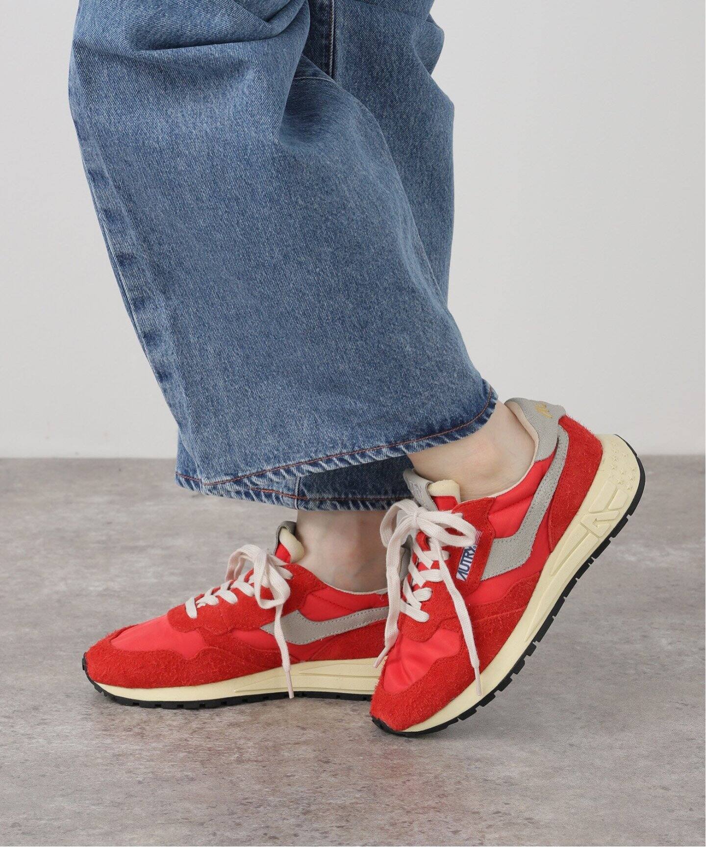 スニーカー AUTRY RED WINDSPIN SNEAKERS Red Windspin leather-trimmed brushed suede sneakers | AUTRY