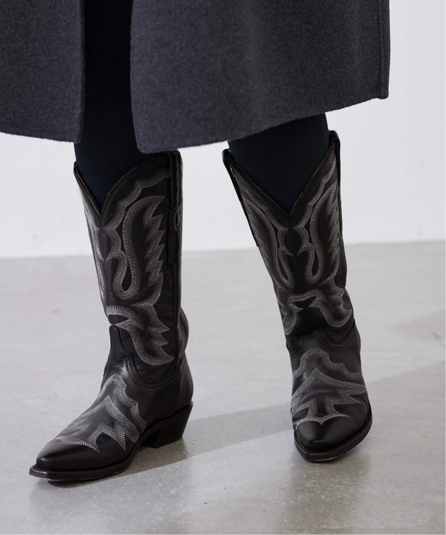 LUCCHESE ルケーシー　ウエスタンブーツ ブラック 13D 最終価格 中古・古着通販】LUCCHESE (ルケーシー) オーストリッチウェスタン