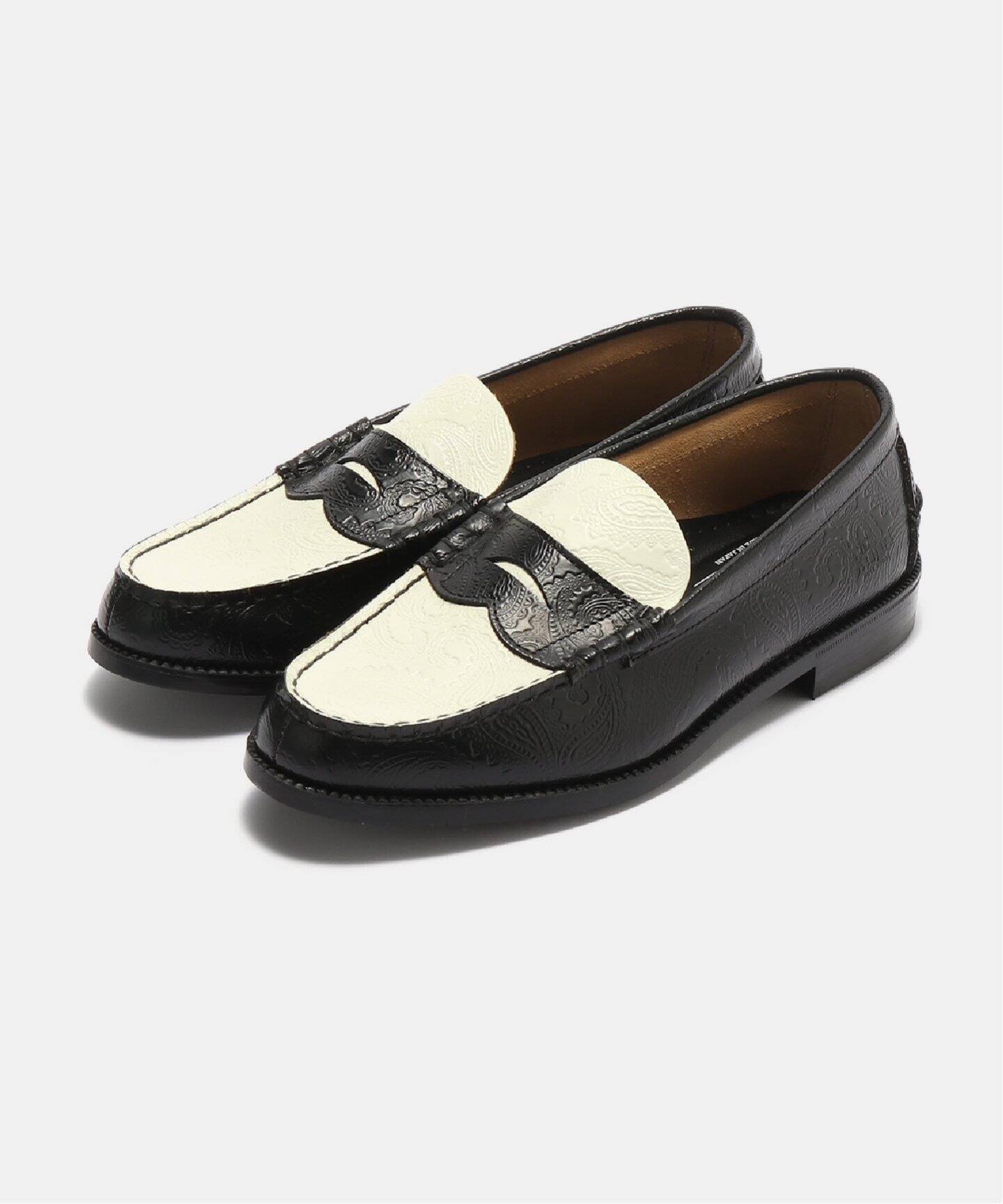 The Kenford Fineshoes】EMBOSSED LOAFERS / BLACK WHITE P 