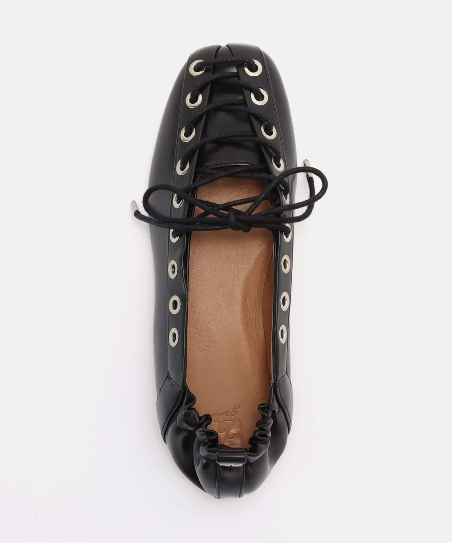 GANNI / ガニー Eyelets Lace Up Ballerina Crinkle（バレエシューズ