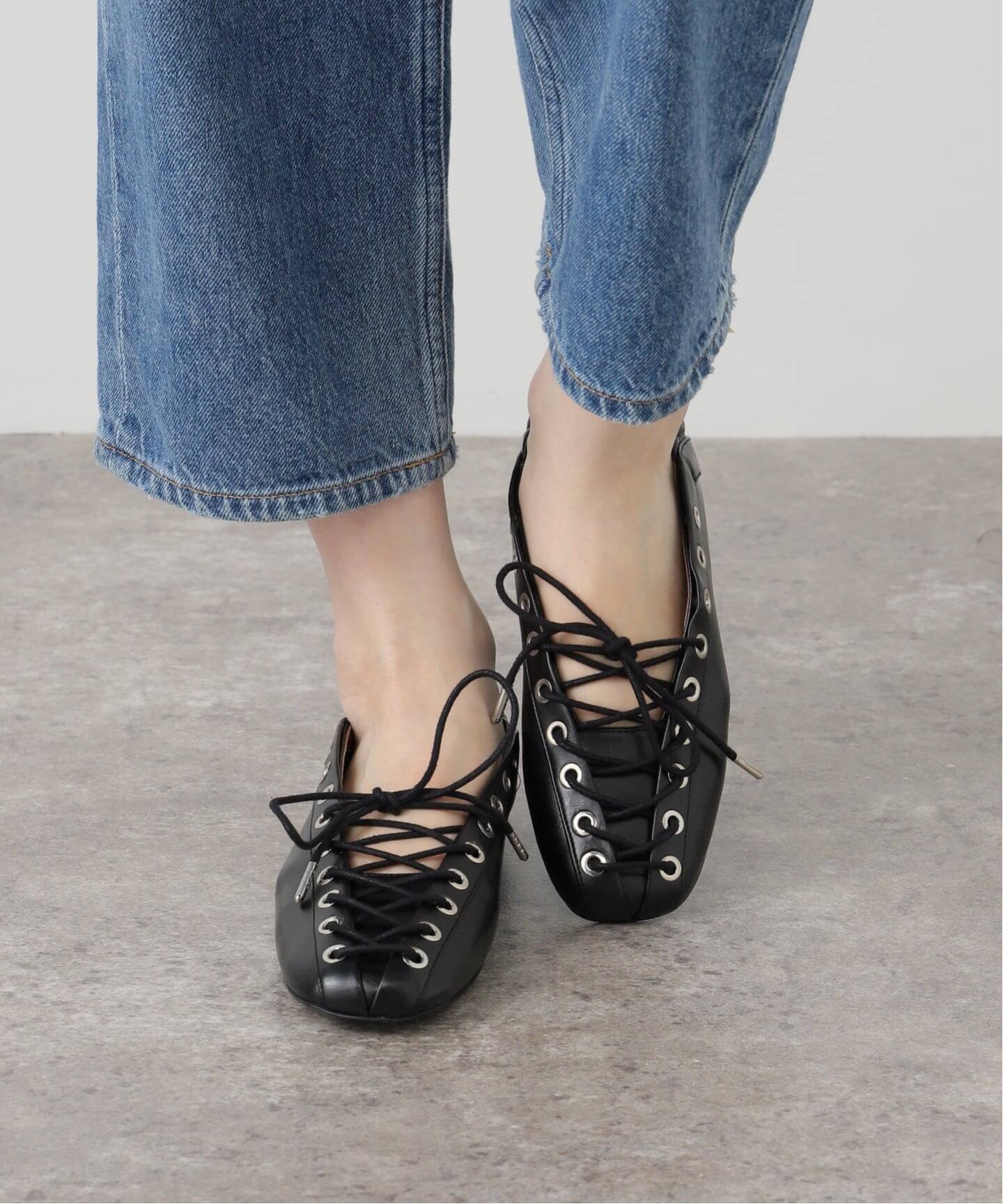 GANNI / ガニー Eyelets Lace Up Ballerina Crinkle（バレエシューズ