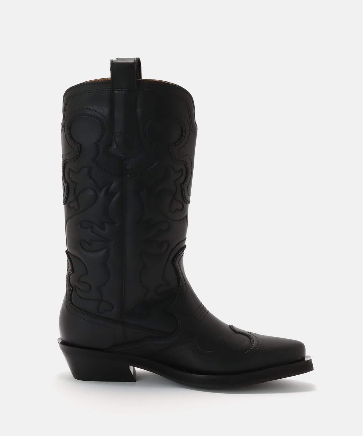 ガニー　ウェスタンブーツ GANNI / ガニー Mid Shaft Embroidered Western Boot（ロングブーツ
