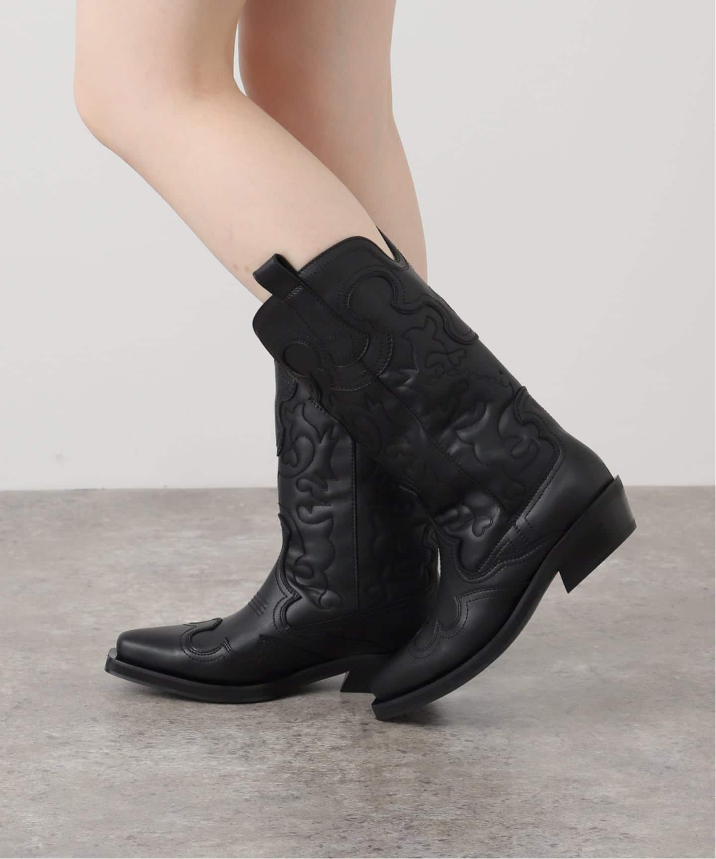 GANNI / ガニー Mid Shaft Embroidered Western Boot（ロングブーツ