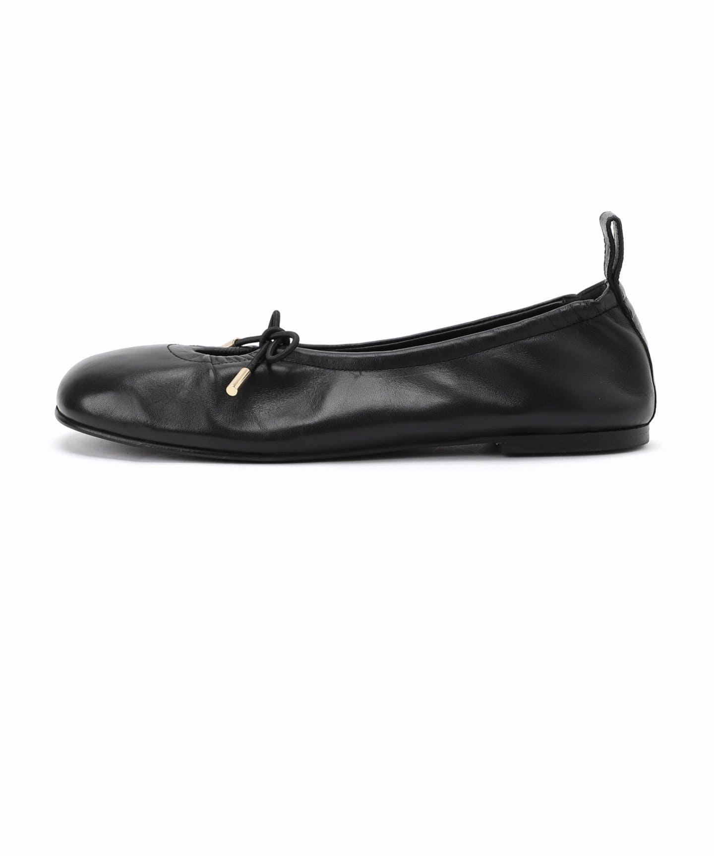ALOHAS/アロハス】TRosalind Black Leather Ballet Fla：バレエ