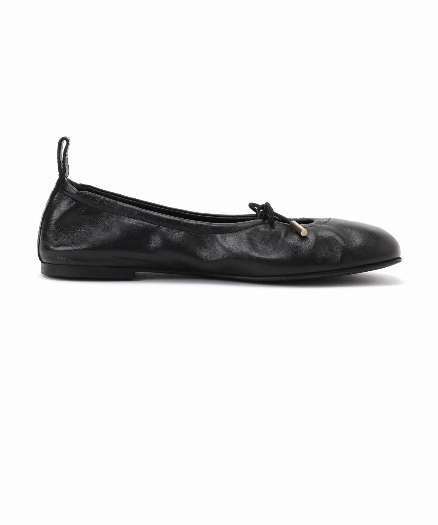 ALOHAS/アロハス】TRosalind Black Leather Ballet Fla：バレエ 