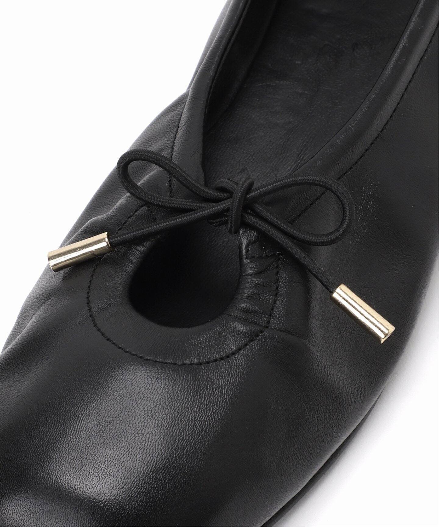 ALOHAS/アロハス】TRosalind Black Leather Ballet Fla：バレエ 