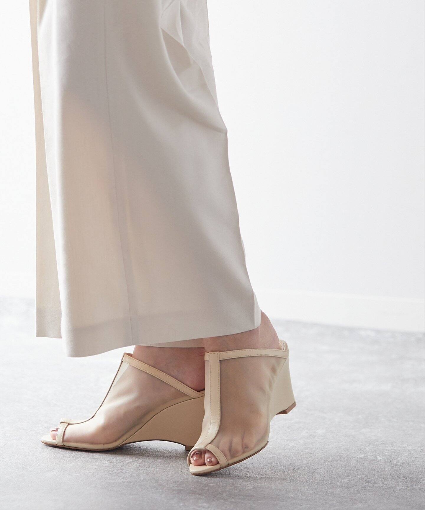 予約》《別注》【HEWN/ヒューン】Tulle wedge heels SP LS：サンダル 