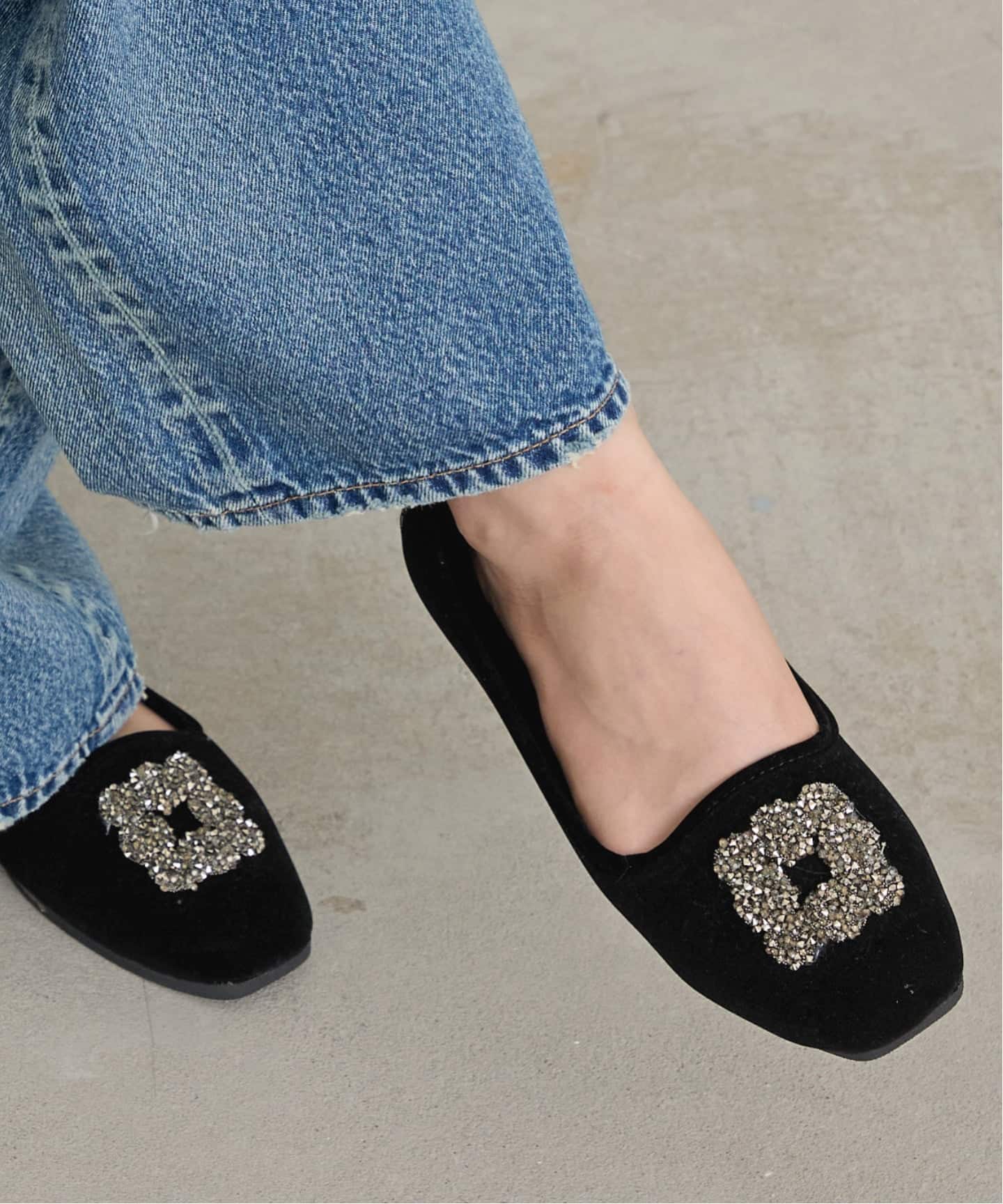 MALUS/マリュス】 Velvet bijou shoes（その他シューズ）｜L