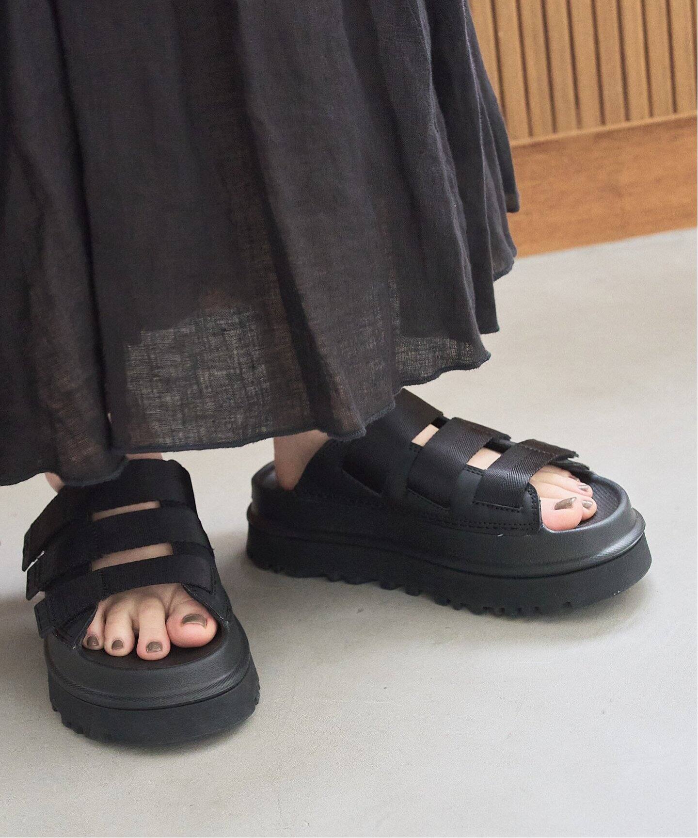 UGG ブラック スエード スライドサンダル25cm UGG アグ ファーサンダル